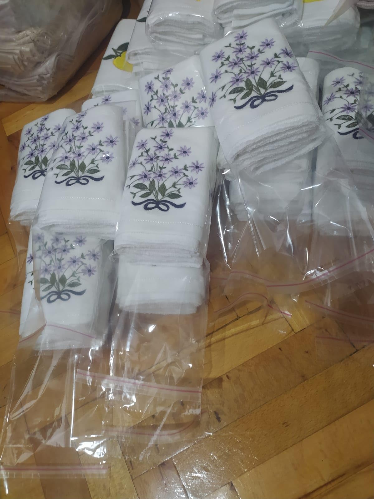 Premium 2-Pack Embroidered Rose Hand Towels - 100% Cotton Soft & Absorbent Luxury Bath Towels 11x18 Inch (White) for Bathroom, Kitchen & Guest Room Decor