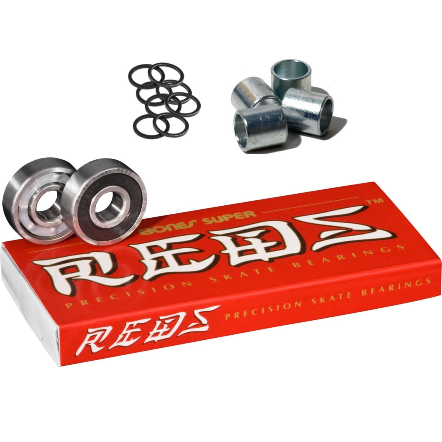 Bones Reds Skateboard Bearings 8-Pack - High Speed Precision Bearings for Skateboards, Longboards, Scooters & Spinners - Smooth Ride for Street Skating, Park Tricks & Commuting