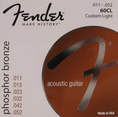 Fender Acoustic Guitar Strings - Phosphor Bronze Custom Light .011-.052 (60CL) | Ball End for Warm Tone & Longevity | Perfect for Folk, Country & Fingerstyle Playing