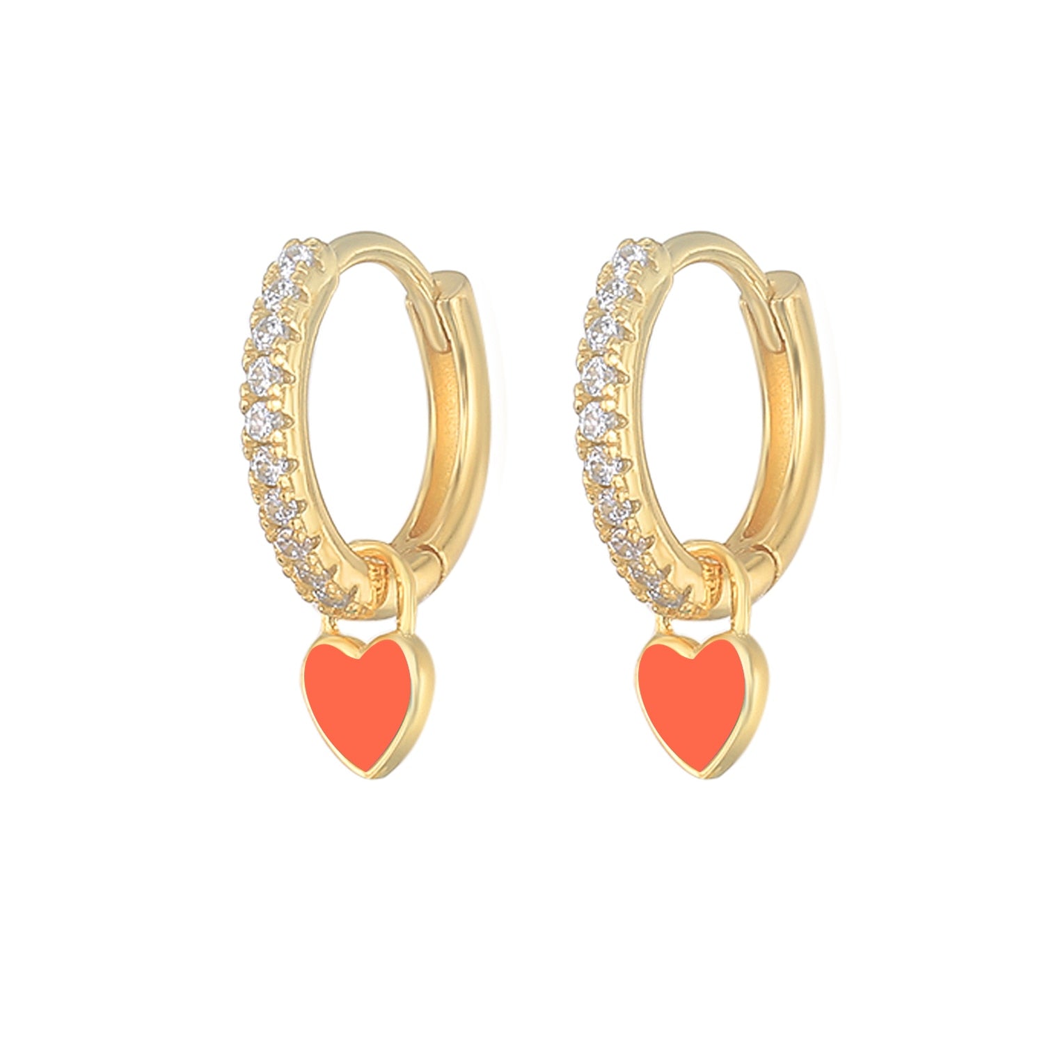 Colorful Enamel Heart Charm Drop Earrings for Women - Dainty Valentine's Day Gift, Date Night Jewelry, Bridesmaid Accessories