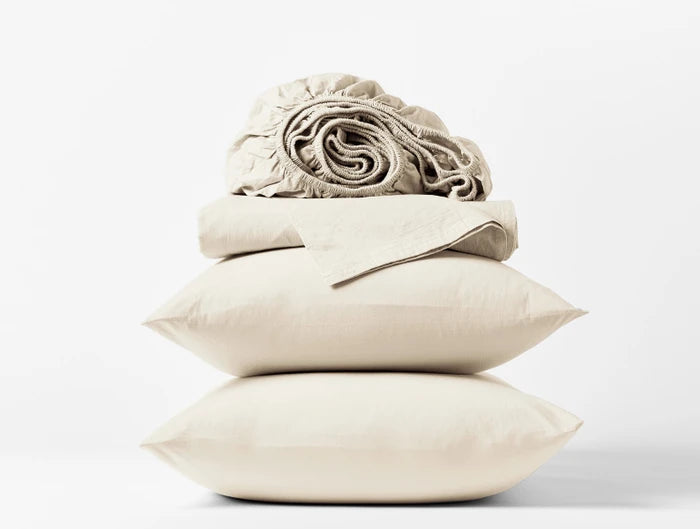 Organic Crinkled Percale Sheet Set - 100% Cotton, Breathable & Soft Bedding for a Comfortable Sleep - Perfect for Home, Hotel, and Airbnb Use