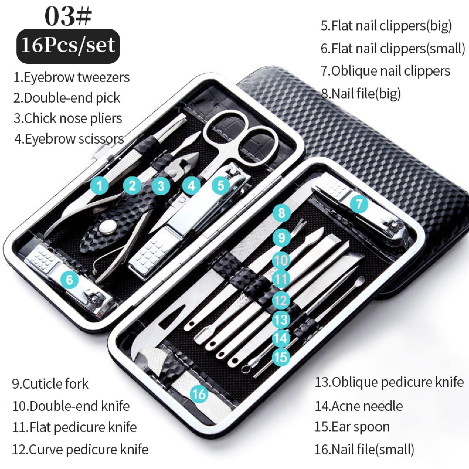 Premium Stainless Steel Nail Clipper Set - 12pcs Manicure & Pedicure Kit with Ear Spoon - Professional Nail Art Tools for Home Salon & Travel Grooming