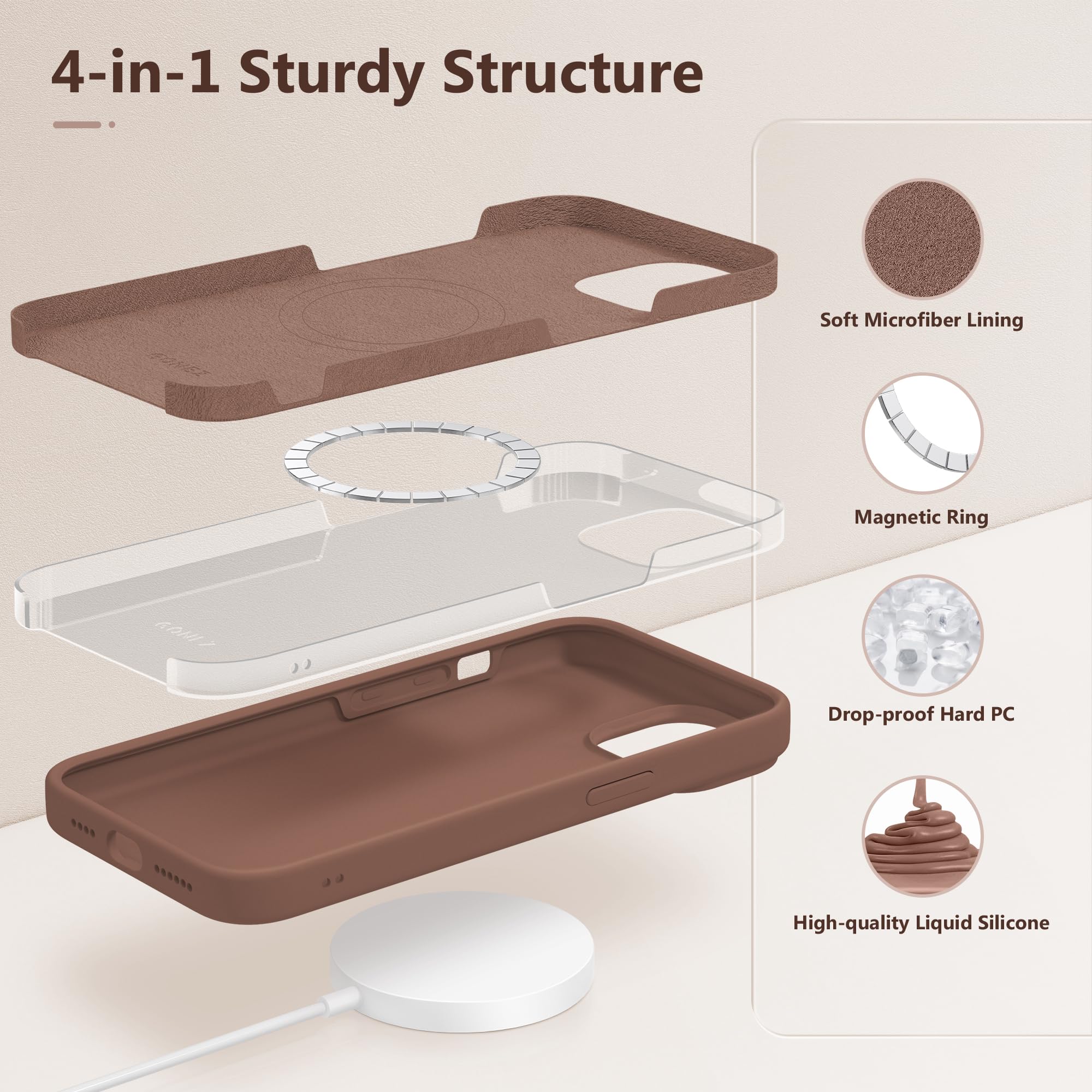 Magnetic iPhone 15 Plus Case with MagSafe Compatibility - Slim Liquid Silicone Shockproof Cover (6.7