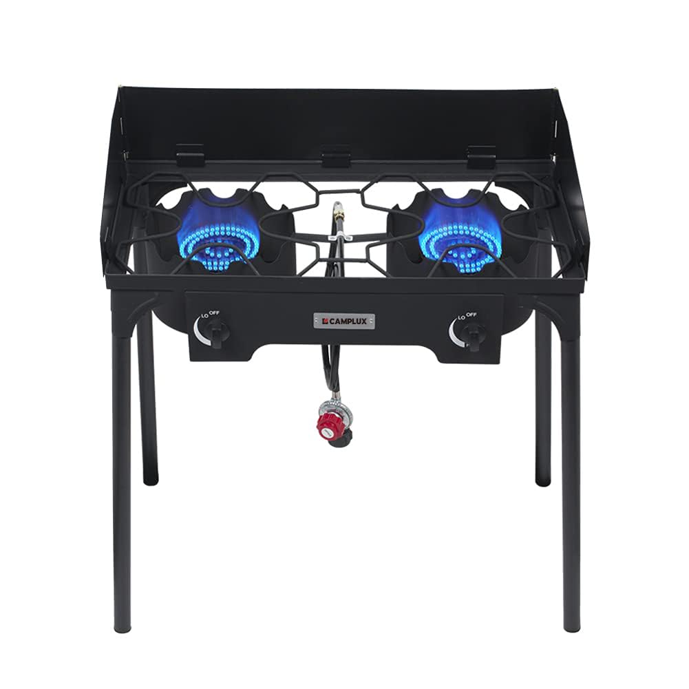 Camplux 260,000 BTU Dual Propane Burner Outdoor Stove - High-Power Gas Burner with Stand for Camping, Backyard BBQ, Tailgating & Outdoor Cooking