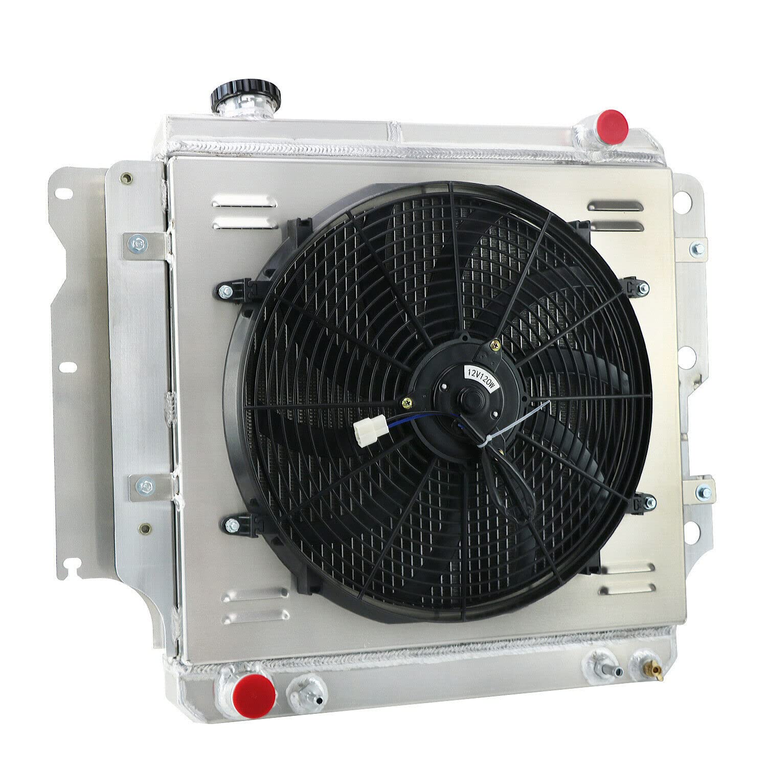 High-Performance 4-Row Aluminum Radiator for Jeep Wrangler YJ TJ (1987-2006) - Compatible with 2.4L 2.5L 4.0L 4.2L Engines - Includes Electric Fan Relay - Perfect for Off-Roading & Extreme Weather Conditions