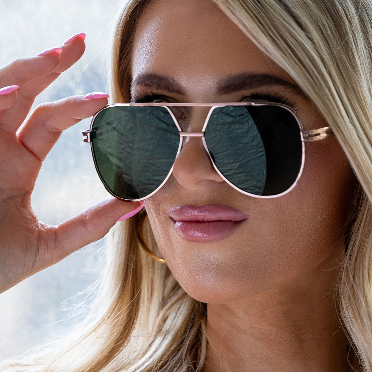 Untangled x Emily Tangle-Free Olive Aviator Sunglasses for Women - Polarized UV Protection - Fashionable Retro Pilot Shades for Driving, Beach & Outdoor Activities
