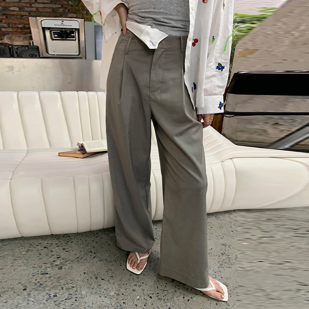 Women's High Waist Patchwork Asymmetrical Wide Leg Pants - Autumn Casual Minimalist Solid Trousers for Female | Perfect for Office Wear, Weekend Outings & Fall Fashion