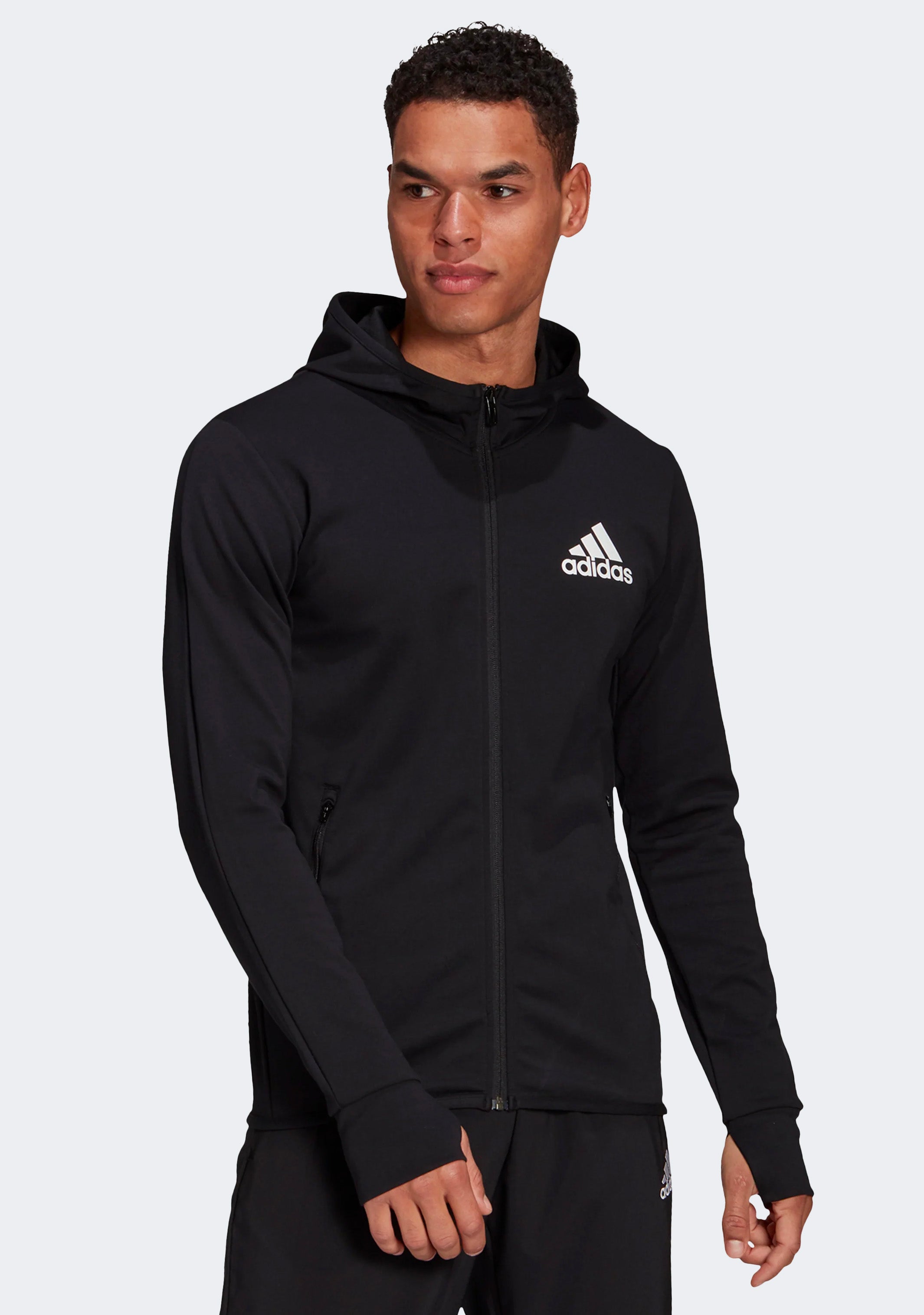Adidas Men's Designed to Move Motion Full Zip Hoodie - Lightweight Athletic Jacket for Running, Gym & Casual Wear - Perfect for Workouts, Jogging & Everyday Comfort
