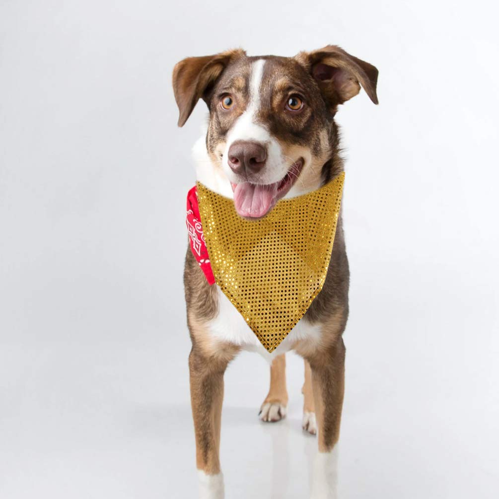 Balacoo 2-Pack Glitter Dog Bandanas - Adjustable Polyester Pet Scarf for Summer, Shiny Cat Bandana & Dog Saliva Towel - Perfect for Outdoor Adventures, Pet Parties & Daily Walks