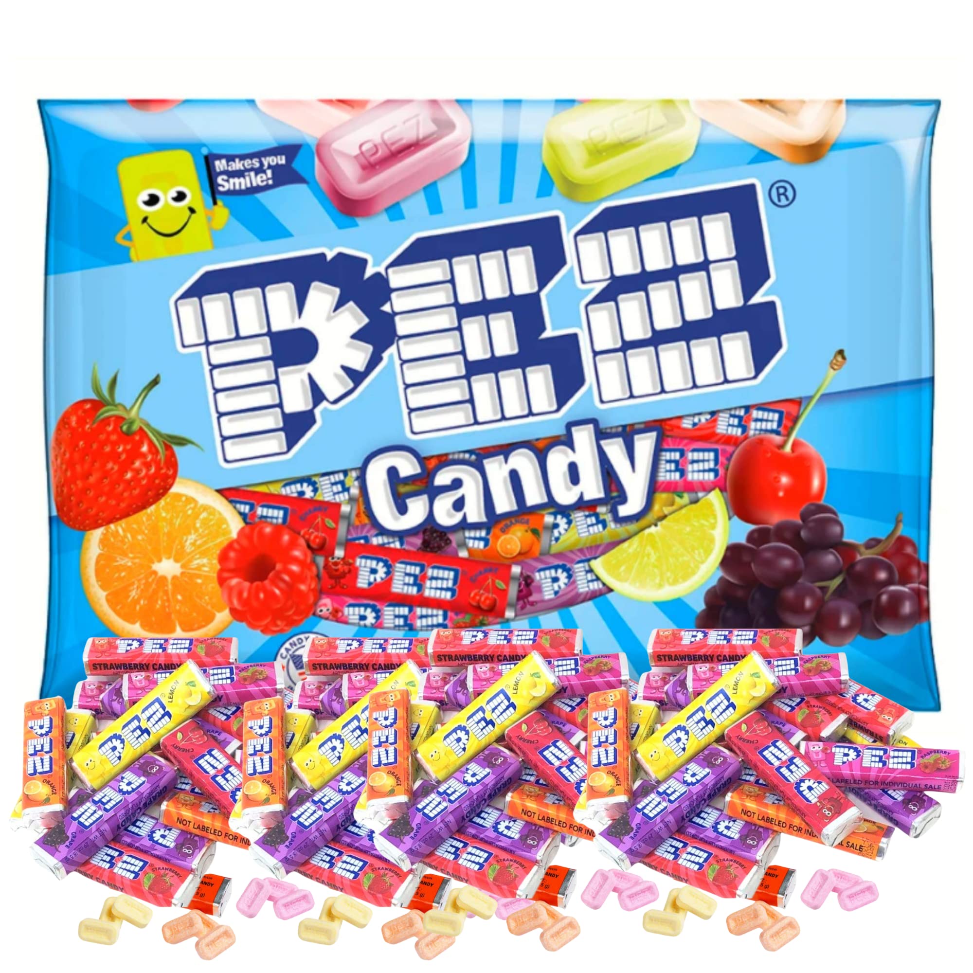 PEZ Candy Refill Rolls Variety Pack - 11 oz Bulk Bag (35 Full Rolls) | Assorted Flavors for Candy Dispensers, Party Favors, Halloween Treats & Office Snacks