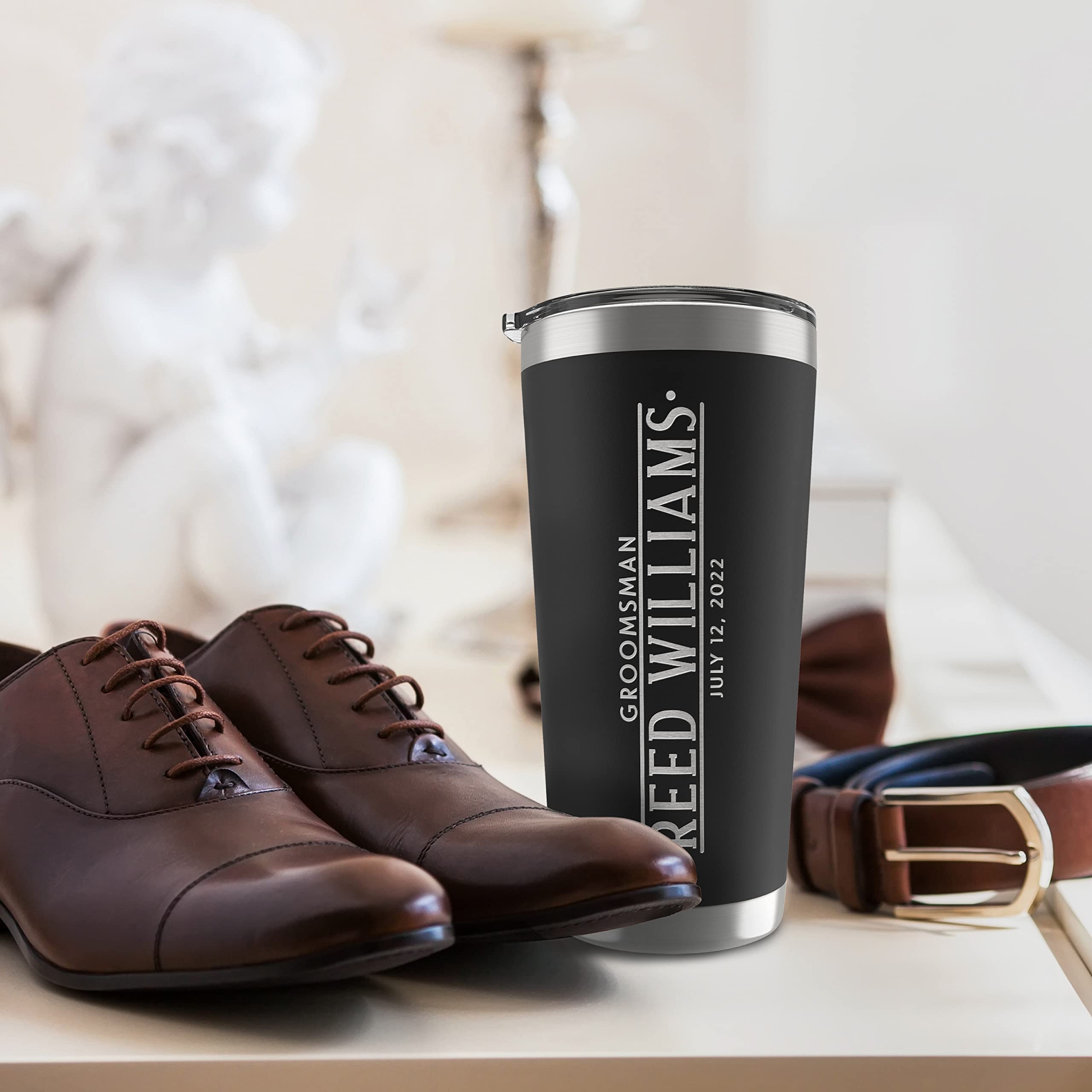 Personalized Stainless Steel Tumblers for Groomsmen - Set of 6 Engraved Cups with Custom Names & Titles, 20oz/30oz Double Wall Insulated, 3 Color Options - Perfect for Wedding Party Gifts, Bachelor Parties & Bridal Showers