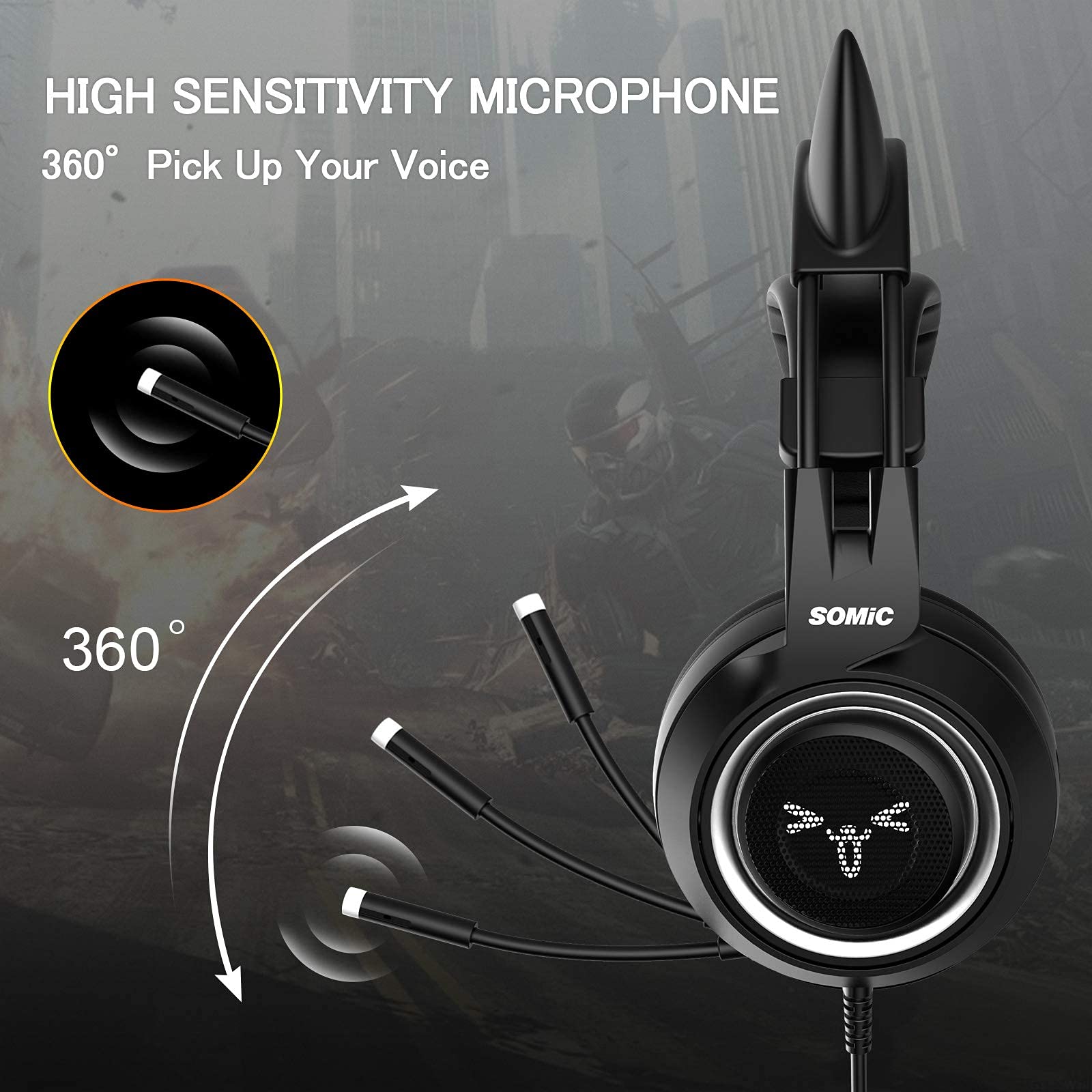 SOMIC G951s Black & G951 Pink Gaming Headset 2-Pack - Stereo Sound with Mic, LED Lights for PS4, PC, Xbox One - Perfect for Women Gamers & Streaming Setup