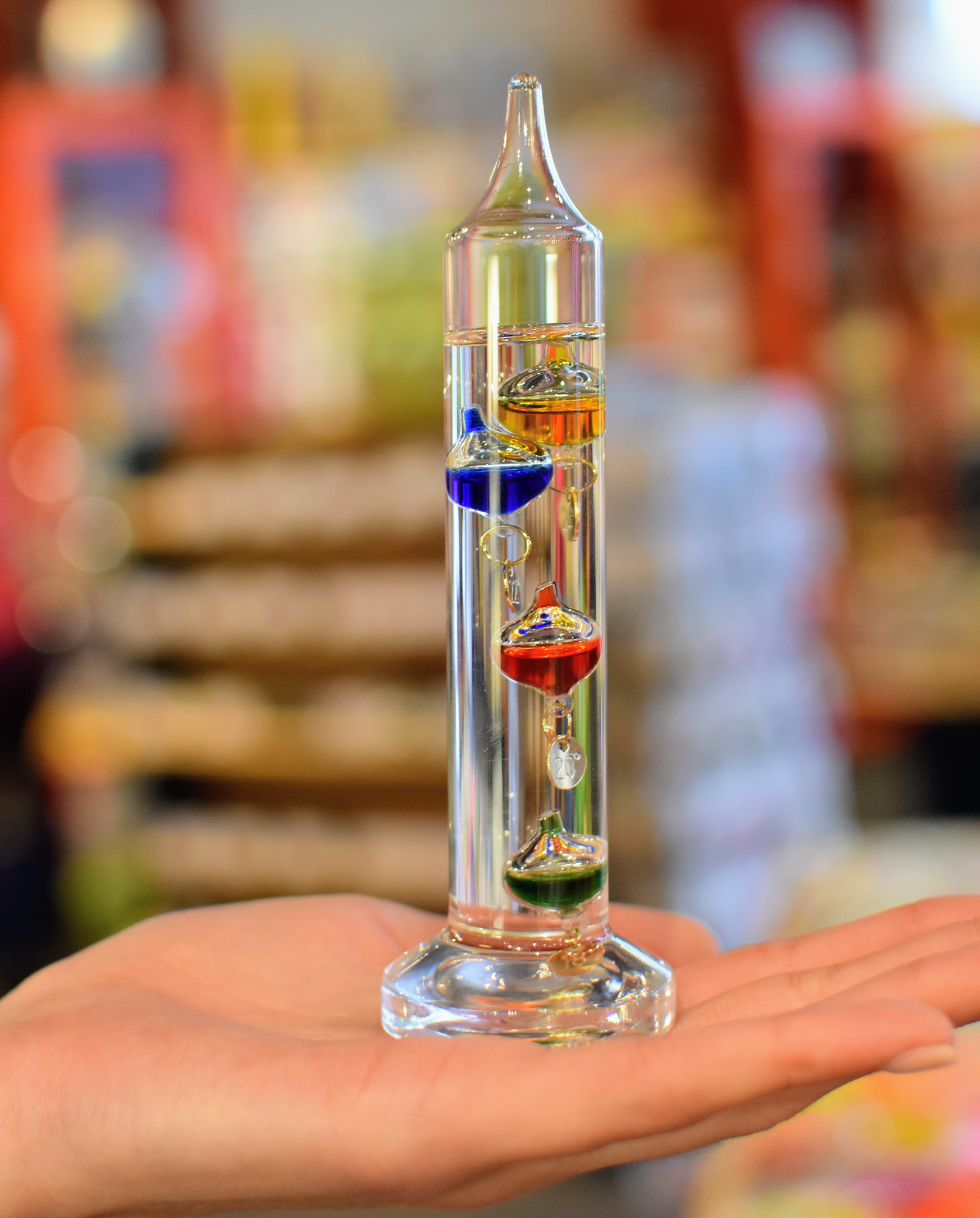 Heebie Jeebies Mini Galileo Thermometer - Classic Glass Weather Instrument for Home, Office Decor & Science Education Gifts