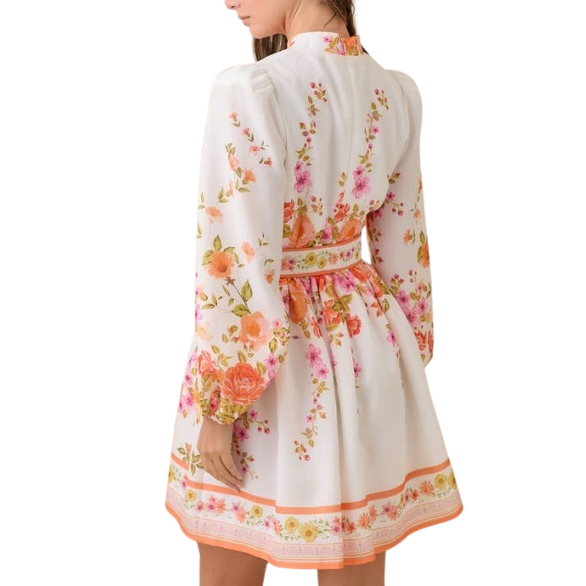 Floral Print Mock Neck Mini Dress - Elegant & Stylish for Casual Outings, Parties & Date Nights