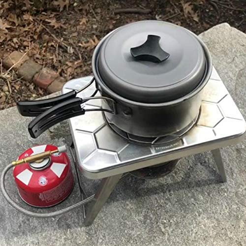 nCamp 4-Piece Portable Camping Cookware Set - Compact Outdoor Cooking Stove with Prep Surface & Carrying Case - Perfect for Hiking, Backpacking & Picnics