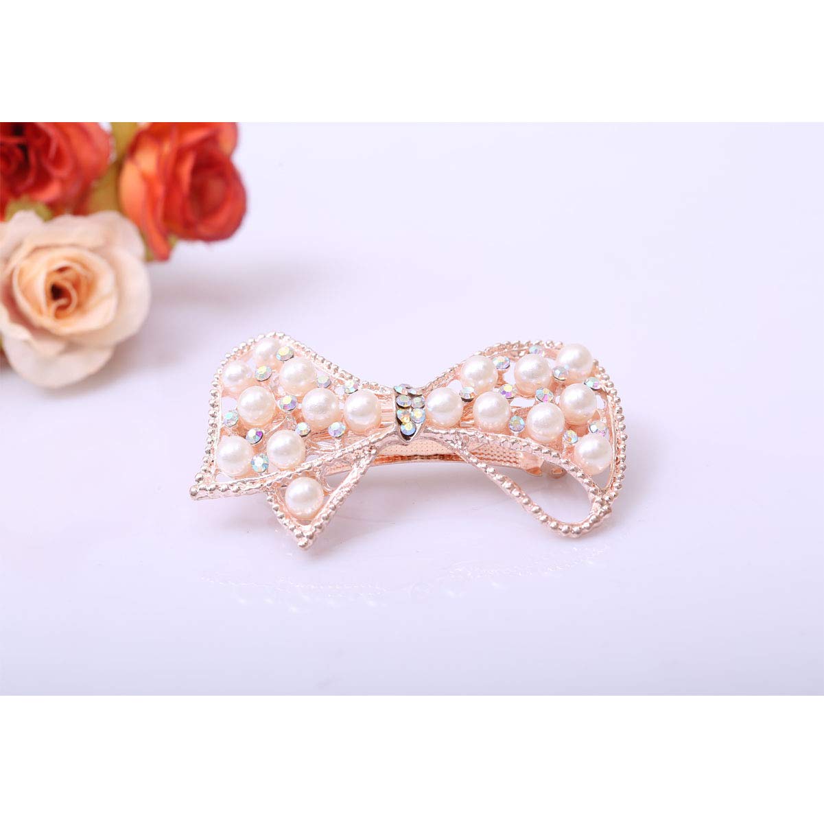 3 Pcs Elegant Imitation Pearl Hair Clips with Rhinestone Butterfly & Bow Design - Shiny Crystal Hairpins for Women, Girls - Perfect for Weddings, Parties & Daily Fashion Accessories