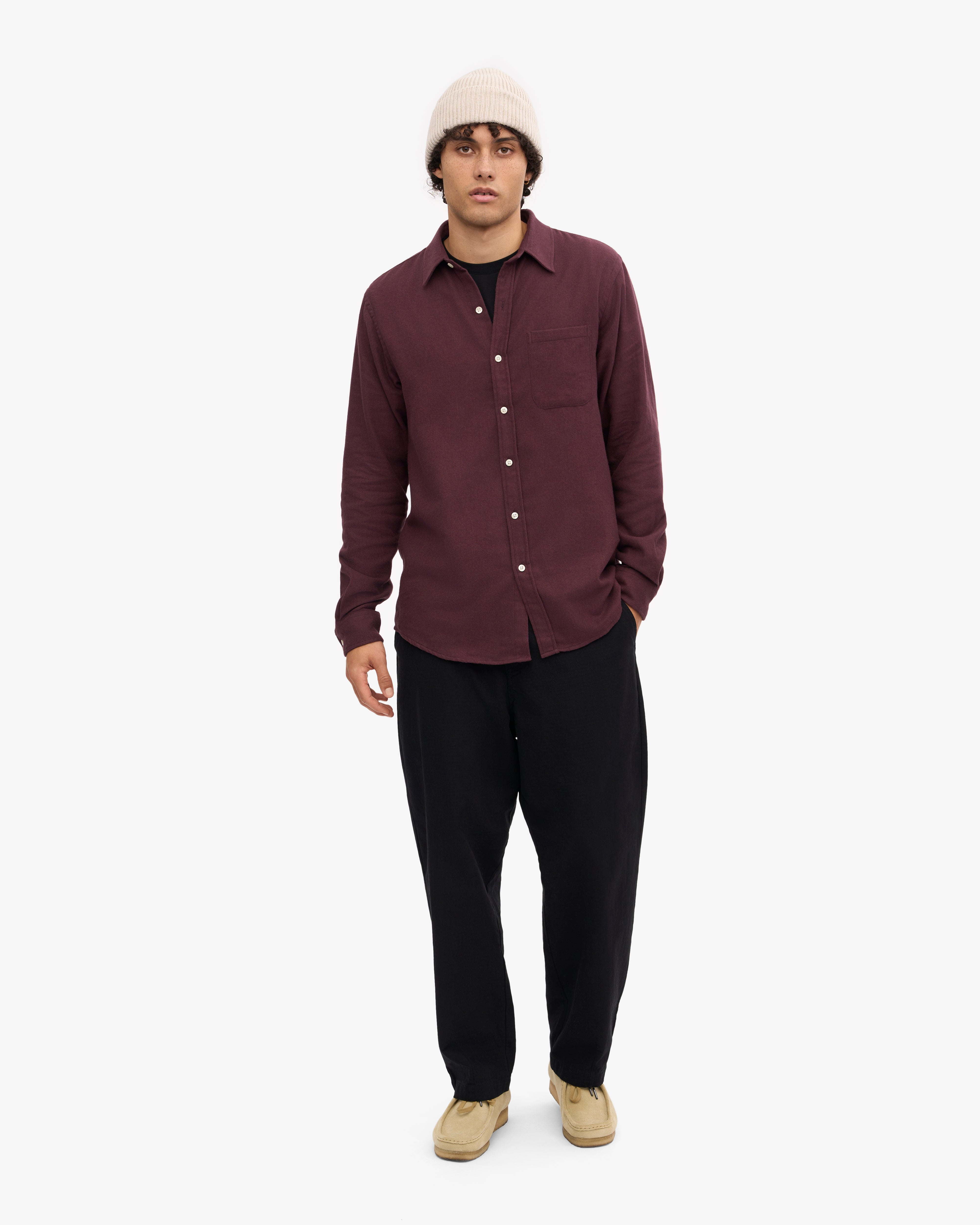 Organic Flannel Shirt for Men & Women - Soft 100% Cotton Plaid Shirt in Oxblood Red - Perfect for Outdoor Camping, Hiking and Fall Fashion