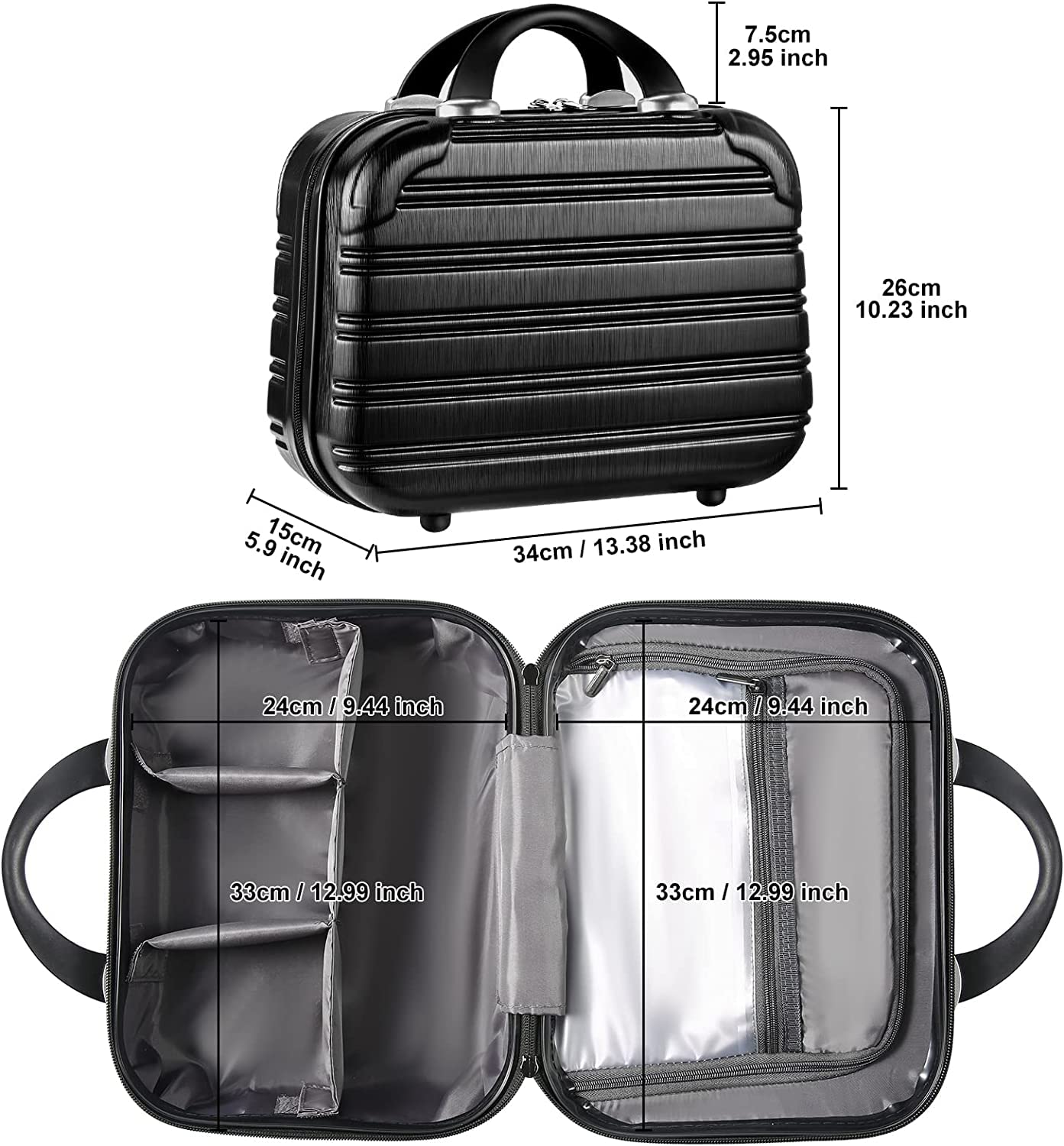 2-Piece Lightweight Hard Shell Spinner Luggage Set - 14 & 20 Inch Carry On Suitcases with TSA Lock, PC+ABS Construction, Airline Approved (22x14x9 Inches) - Perfect for Business Travel & Weekend Getaways - Black