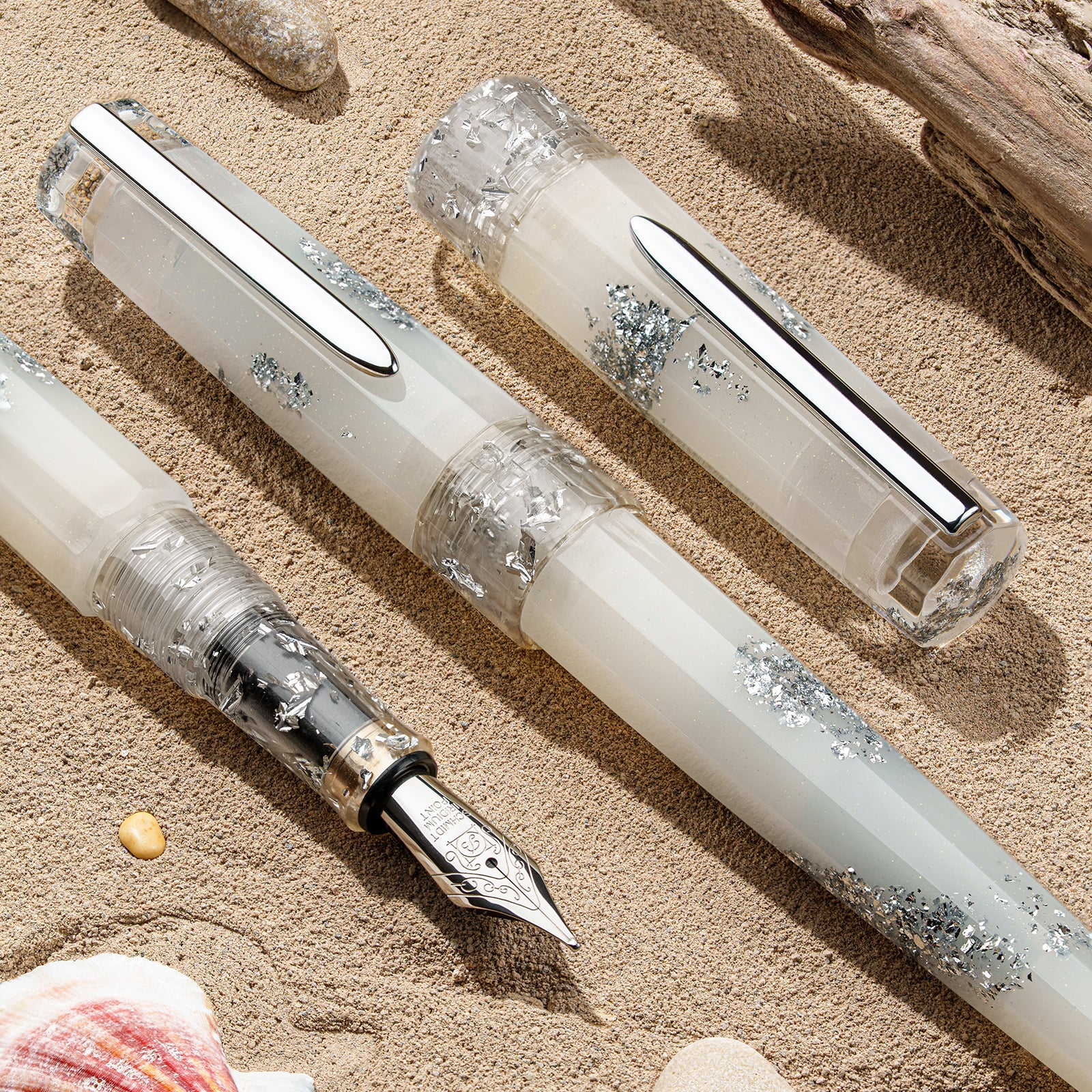 Benu Euphoria White Beach Fountain Pen - Luxury Writing Instrument for Professionals & Collectors - Perfect for Signing Documents, Journaling & Gift Giving