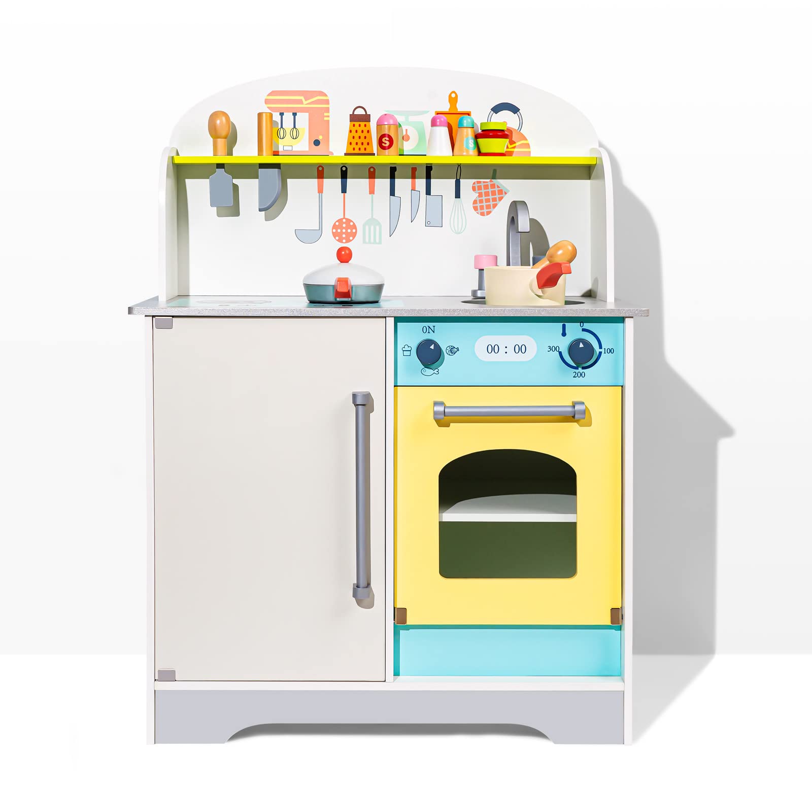ROBUD Wooden Play Kitchen Set for Kids - Pretend Cooking Toy for Toddlers, Boys & Girls - Perfect for Imaginative Play, Role-Playing & Early Learning at Home or Preschool