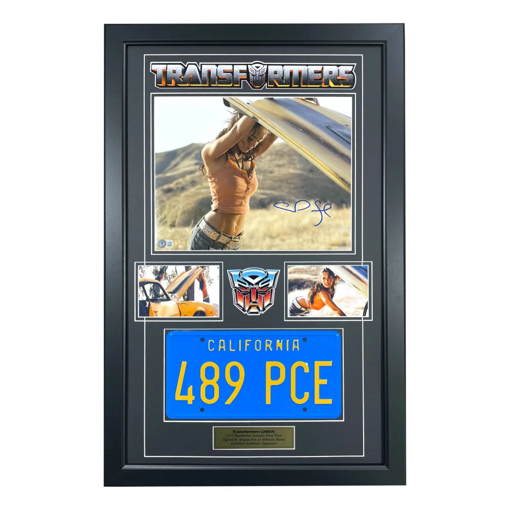 Megan Fox Autographed Transformers 11x14 Photo with Car License Plate Framed Collage - BAS COA Certified - Perfect for Movie Memorabilia Collectors & Home Theater Decor