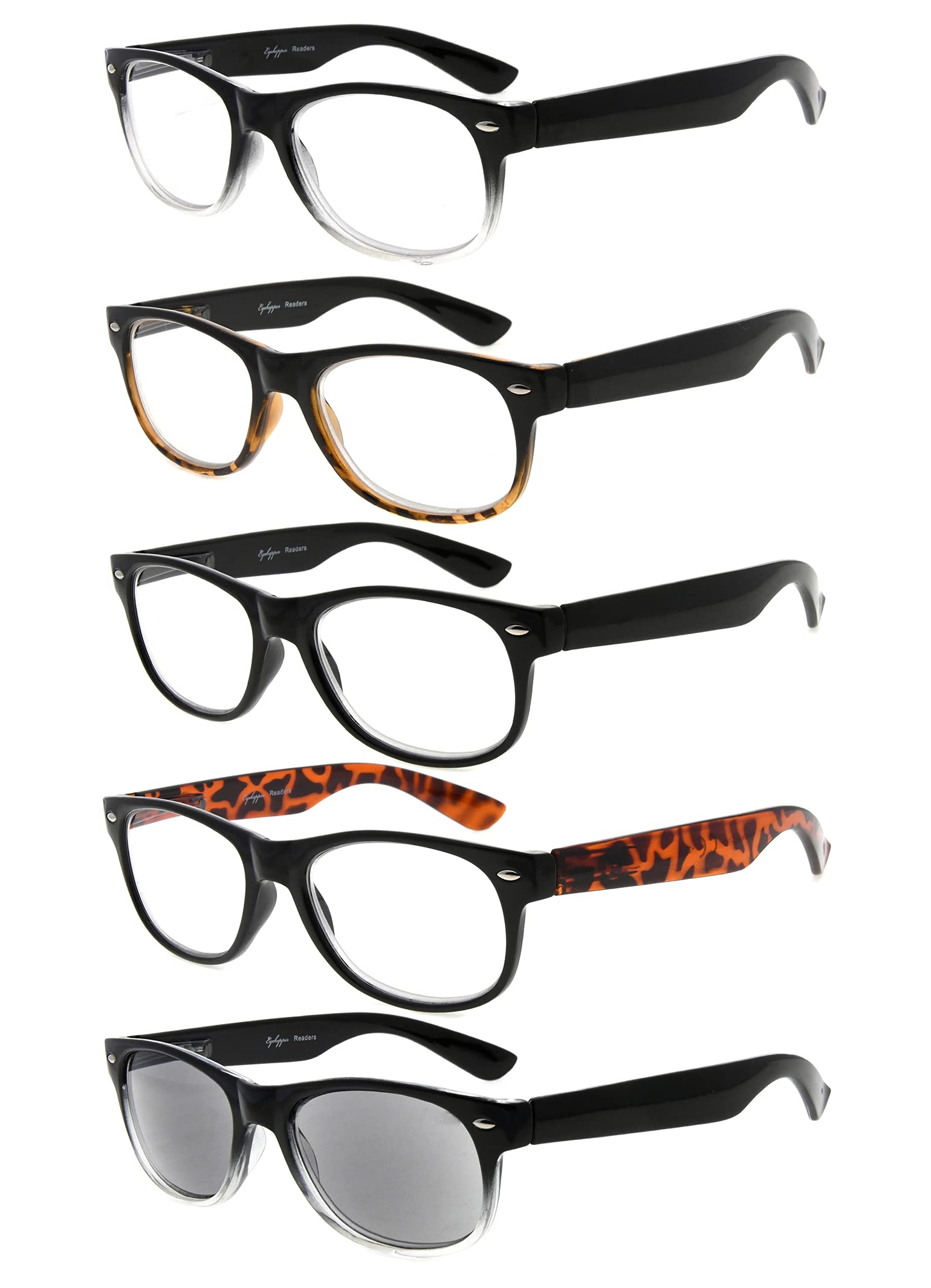 Eyekepper Classic 80's Style Reading Glasses for Women - 5 Pairs Set with UV Protection Readers & Fashion Sunglasses - Perfect for Reading, Outdoor Activities, and Vintage Style Accessories