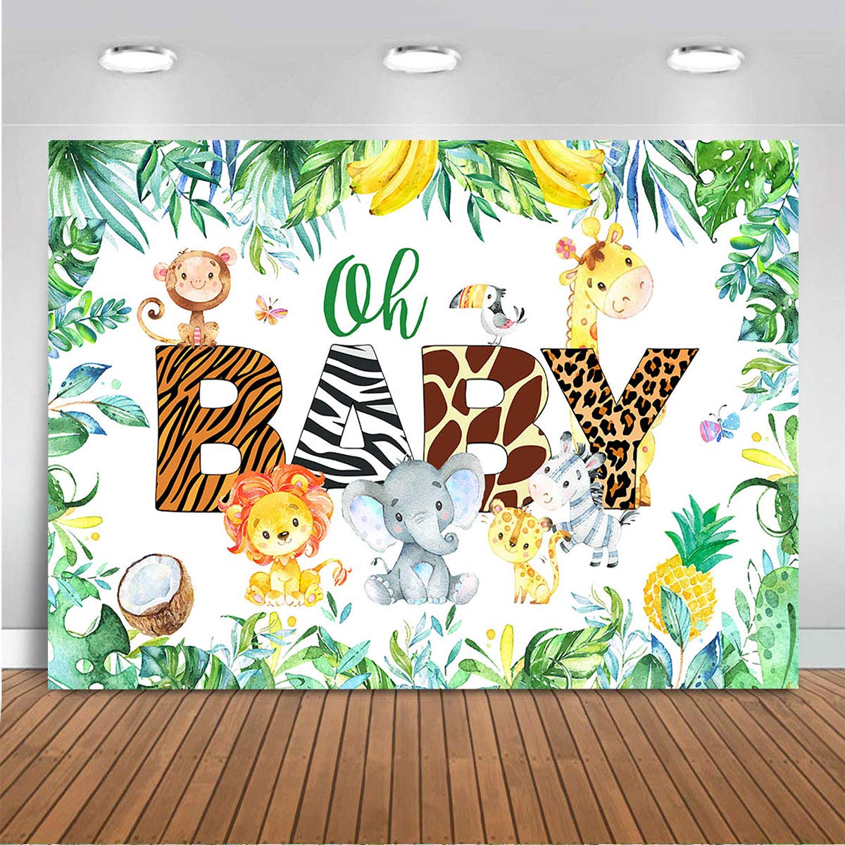 Safari Jungle Baby Shower Backdrop - 7x5ft Vinyl Zoo Animal Theme Party Decor for Boys - Perfect for Baby Showers, Photo Booths & Nursery Decorations