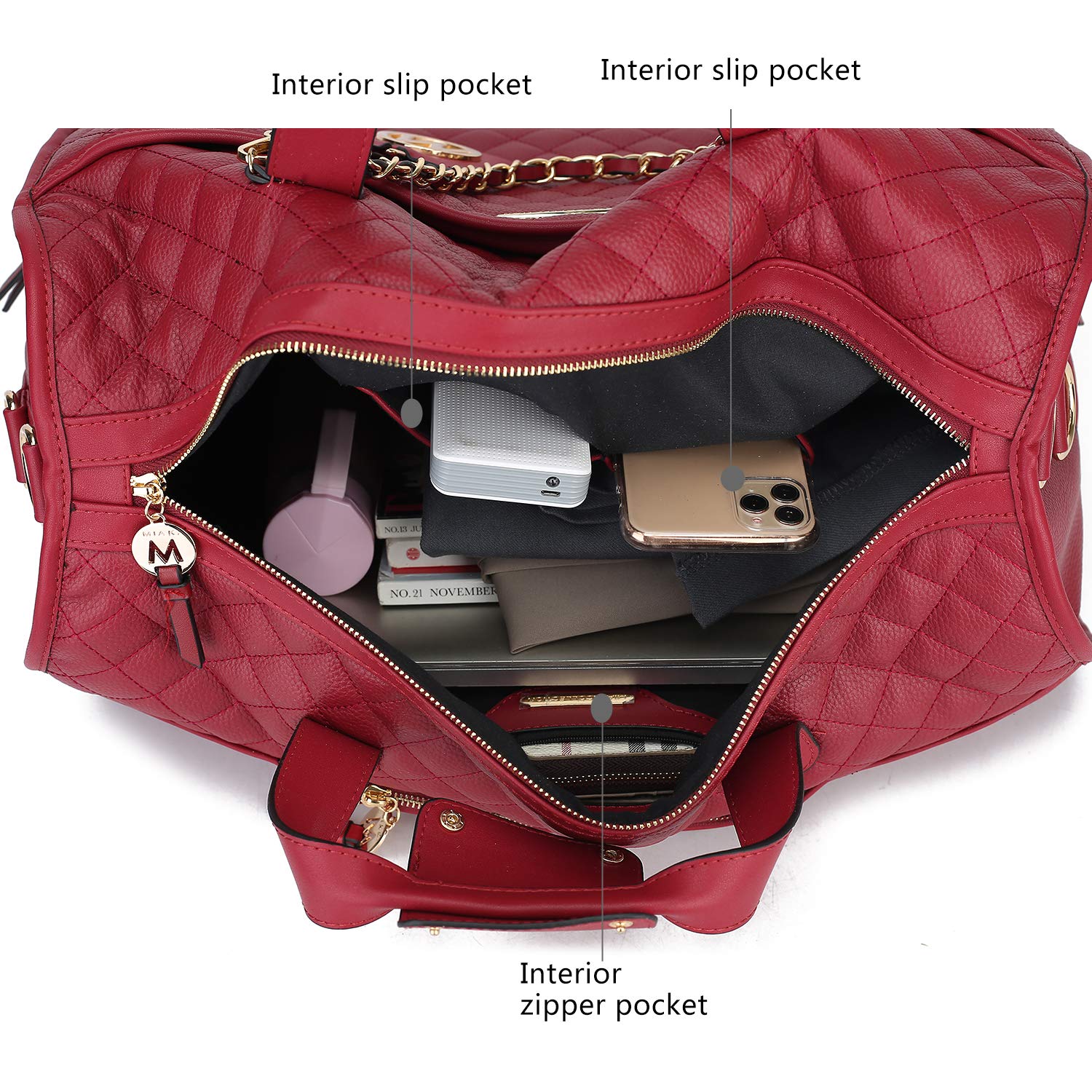 MKF Collection Women's Vegan Leather Duffle Bag - Large Cute Weekender Carry-On Luggage for Travel, Gym & Work | Perfect for Weekend Getaways, Business Trips & Gym Essentials