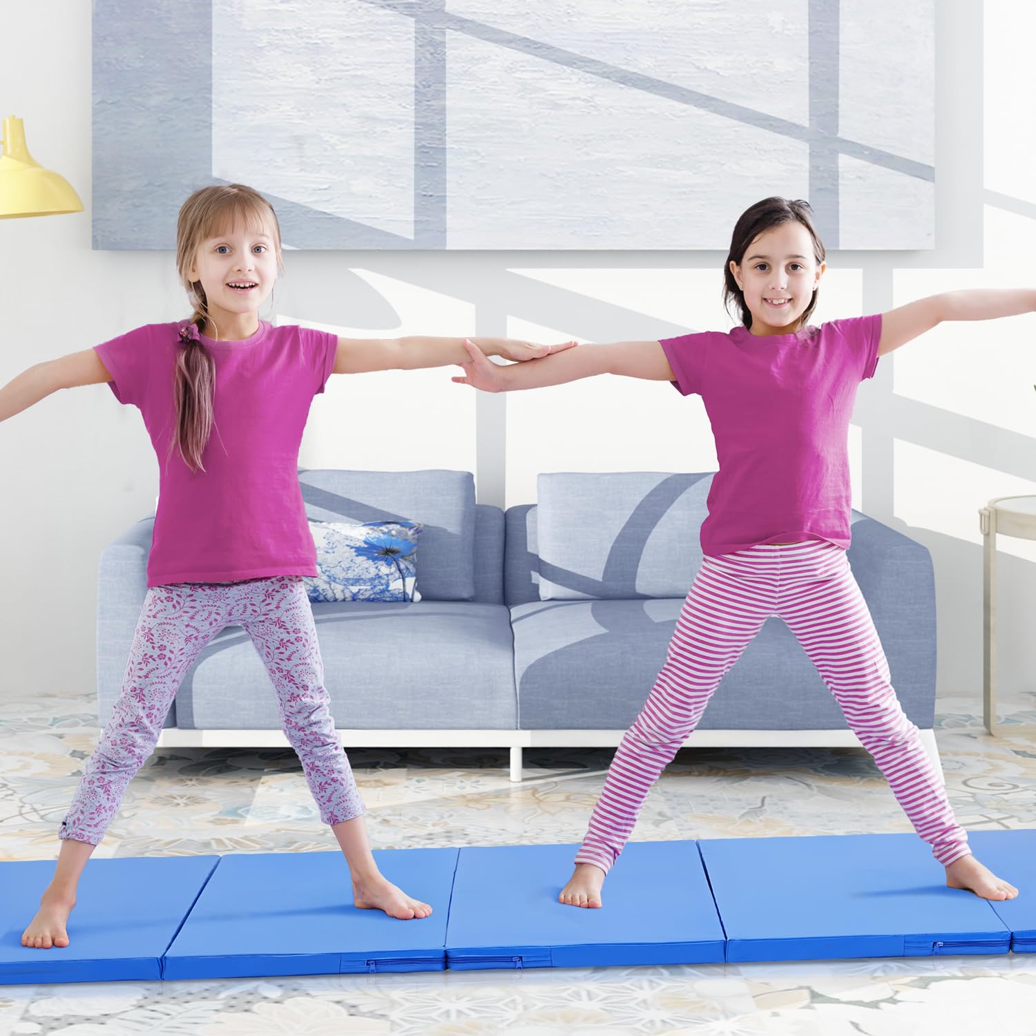 ZENOVA 6'x3'x2'' & 4'x8'x2'' Foldable Gymnastics Mat - Thick Exercise Mat for Home Gym, Aerobics, Tumbling & Kids Play - Perfect for Yoga, Workouts & Children's Gifts