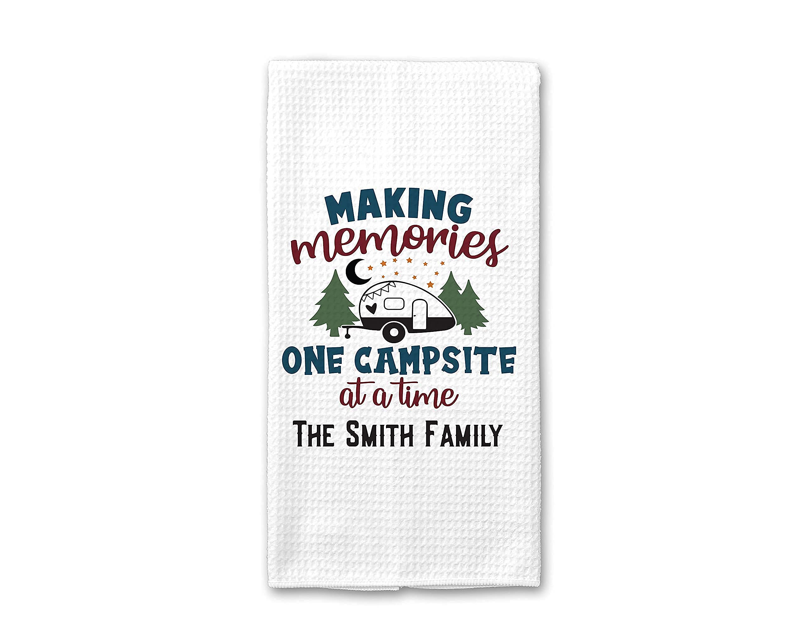 Personalized Waffle Weave Dish Towel - Custom Kitchen Towel for Camping & Travel Trailers | Camper Accessories & Decor | Perfect for Outdoor Cooking, RV Life & Campsite Memories