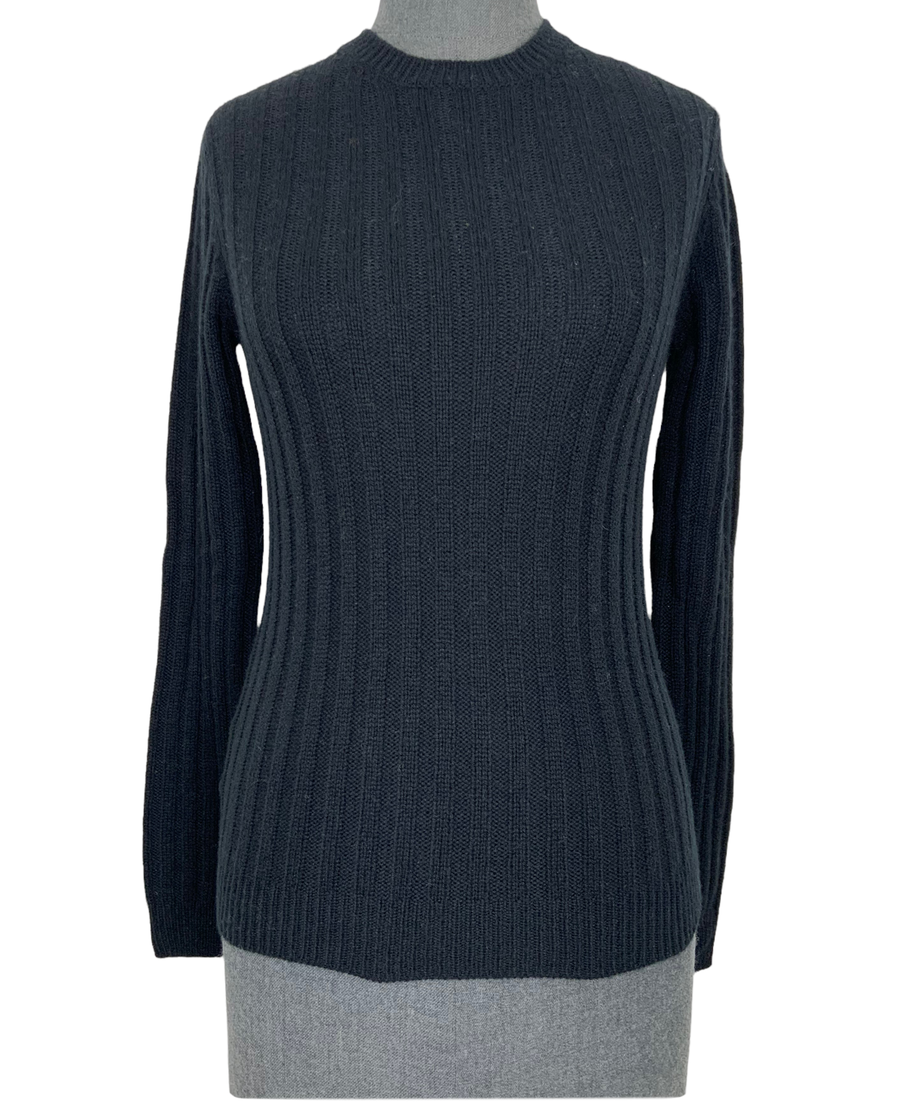Prada Ribbed Cashmere Sweater for Women - Soft Luxury Knit Pullover Size S - Perfect for Office, Date Night & Winter Fashion
