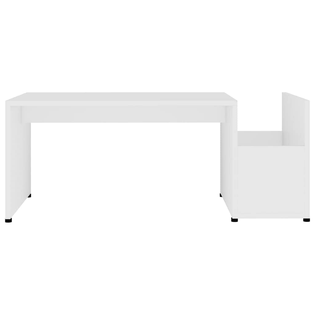 CHARMMA White Coffee Table 35.4 x 17.7 x 13.8 Inches - Lightweight Chipboard Design (14.3 kg) - Perfect for Living Room, Office & Small Spaces
