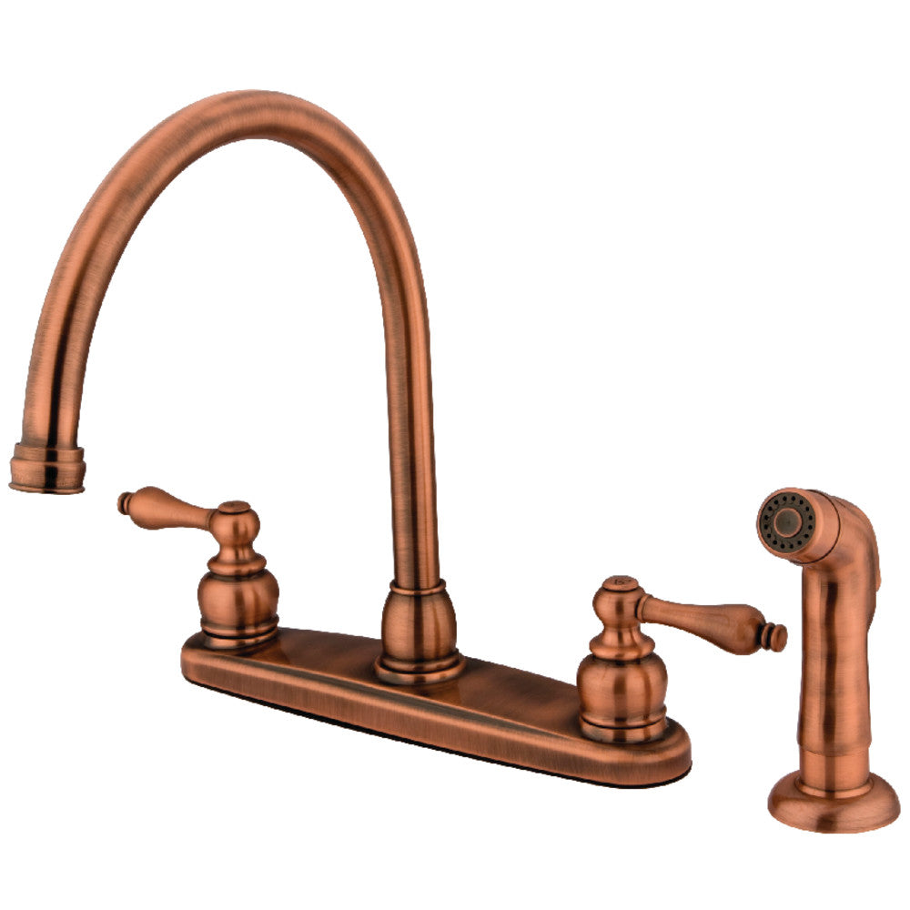 Kingston Brass KB726ALSP Vintage 8-Inch Centerset Kitchen Faucet with Pull-Down Sprayer - Perfect for Farmhouse, Cottage & Traditional Style Kitchens