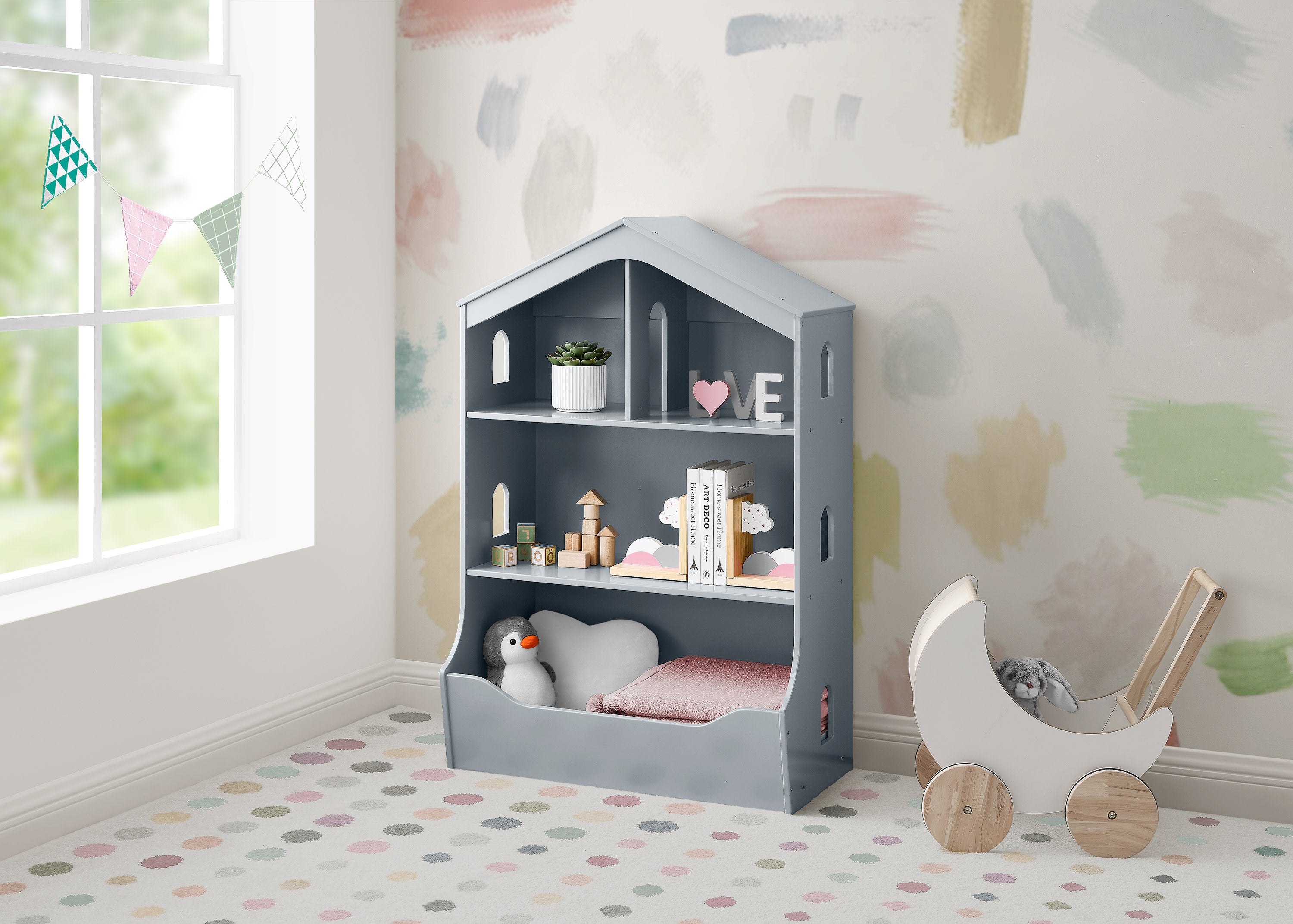 Kids Playhouse Bookcase with Toy Storage - Fun & Functional Bookshelf for Bedroom, Playroom & Nursery - Perfect for Organizing Books, Toys & Decor