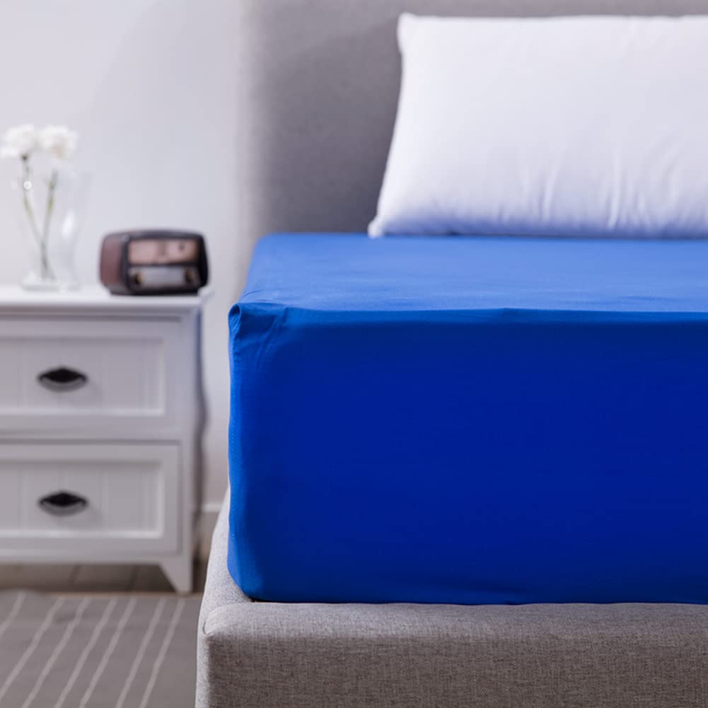 Vctops Waterproof Mattress Protector Queen Size - 18 Inch Deep Pocket, Breathable Fitted Sheet, Washable Mattress Pad Cover (Blue) - Ideal for Bedrooms, Guest Rooms & Dorm Rooms, Protects Against Spills, Allergens & Dust Mites