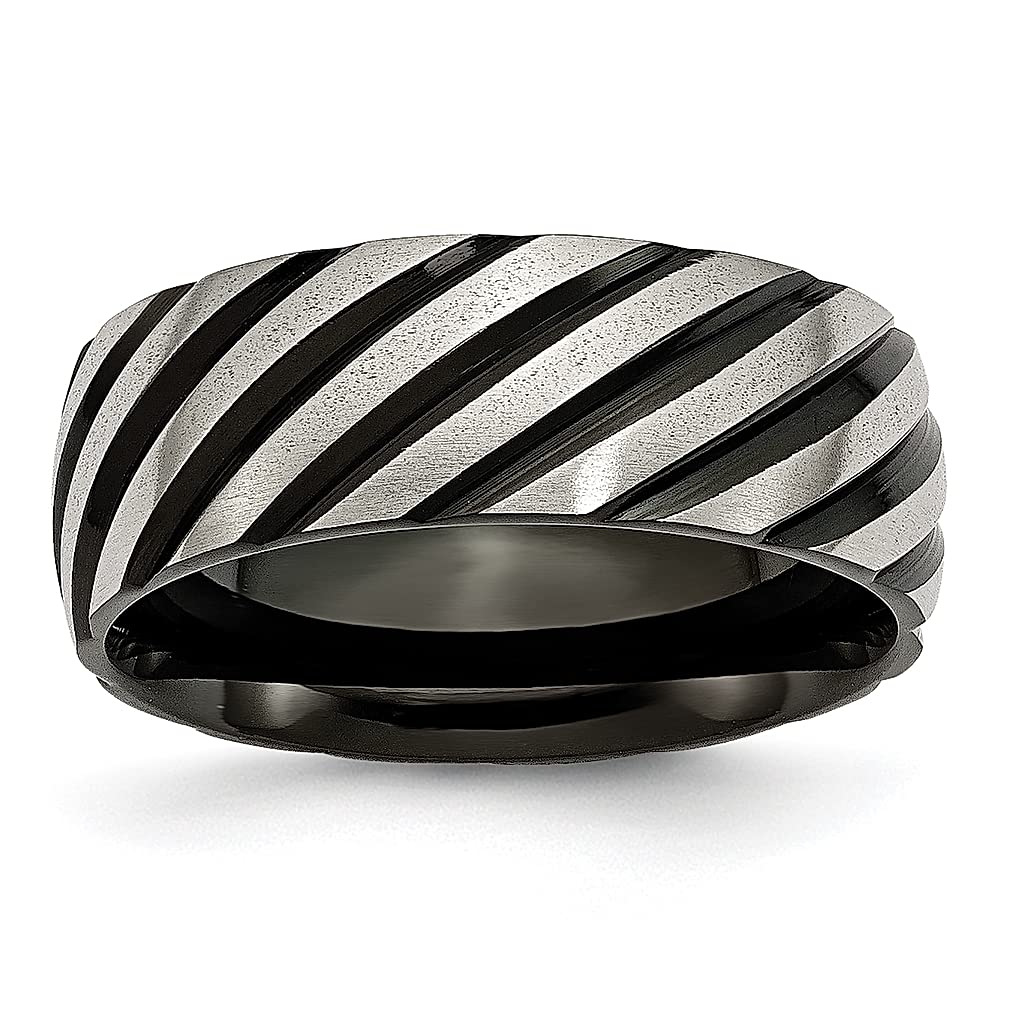 ICE CARATS Titanium Black 8mm Band Ring - Elegant Wedding Jewelry for Women, Fashionable Gift for Her - Perfect for Anniversaries, Engagements & Special Occasions