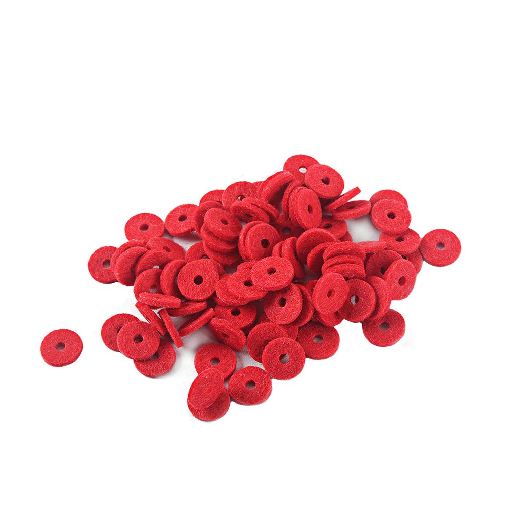 Alnicov 90PCS 12.5MM Piano Felt Punchings - Red Keyboard Balance Washers & Front Rail Regulating Repair Parts for Piano Maintenance & DIY Keyboard Projects