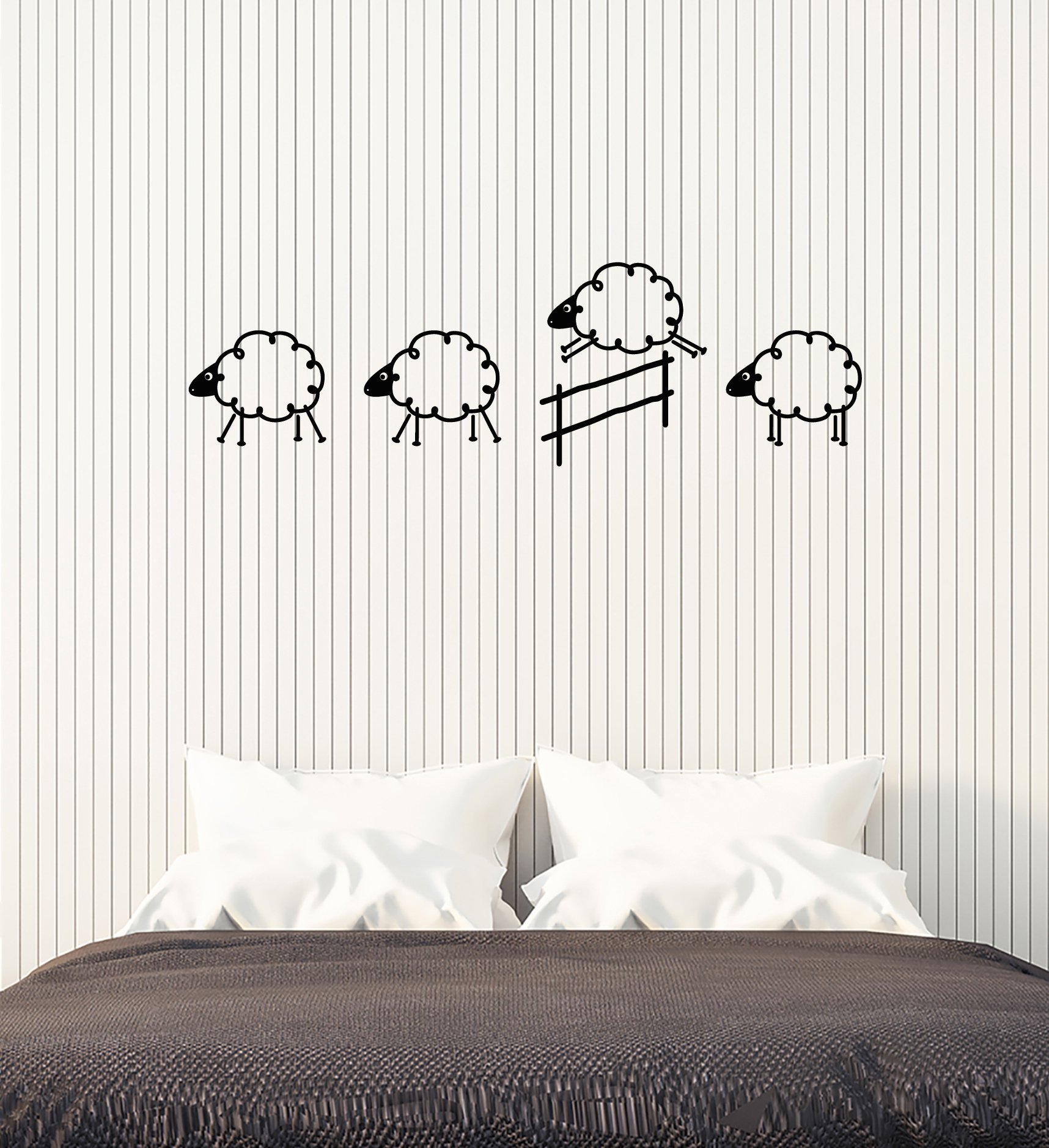 Vinyl Wall Decal - Jumping Sheep Nursery Decor, Large Removable Wall Stickers for Kids Room, Baby Shower Gift, Bedroom Art Mural (IG5250) - Perfect for Nursery, Playroom & Children's Bedroom Decor