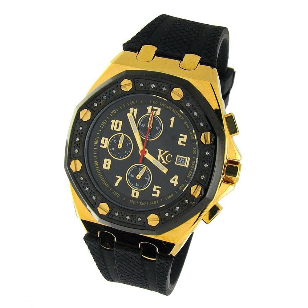 Techno Com KC 46mm 24 Diamonds Luxury Sports Watch for Men - Waterproof, Stainless Steel, Perfect for Gym, Running & Outdoor Activities