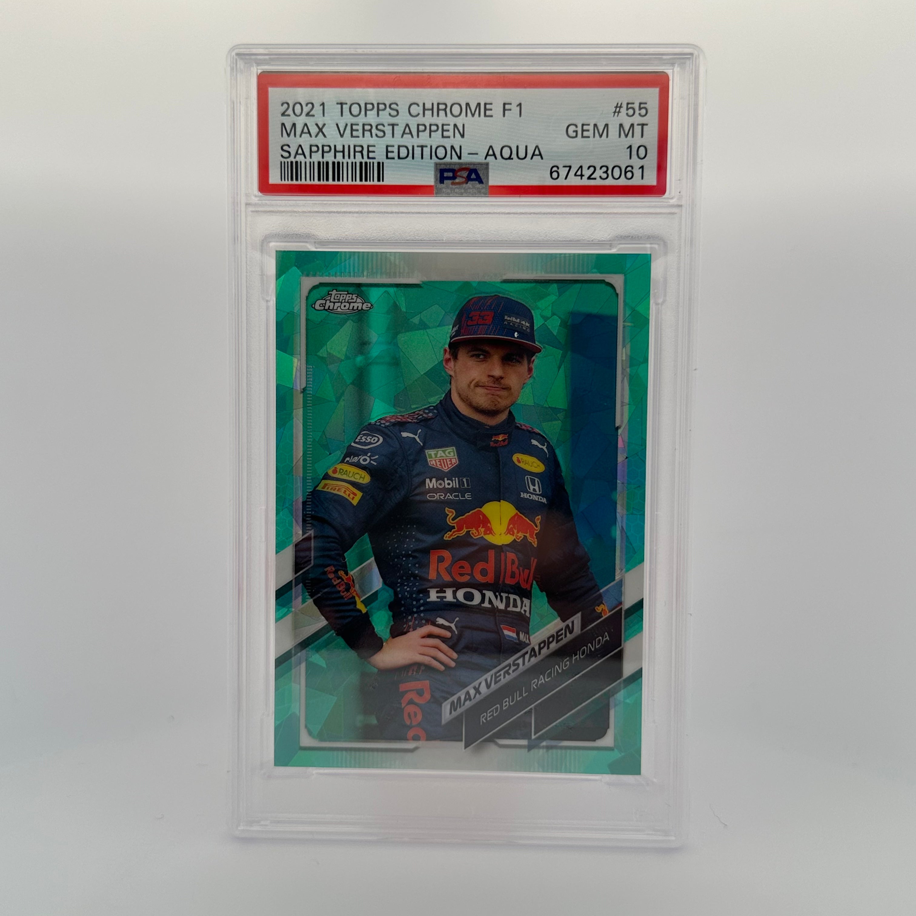 PSA 10 1994-99 Max Verstappen #55 Sapphire Edition Aqua Blue - Rare Collectible Racing Card for Display & Investment