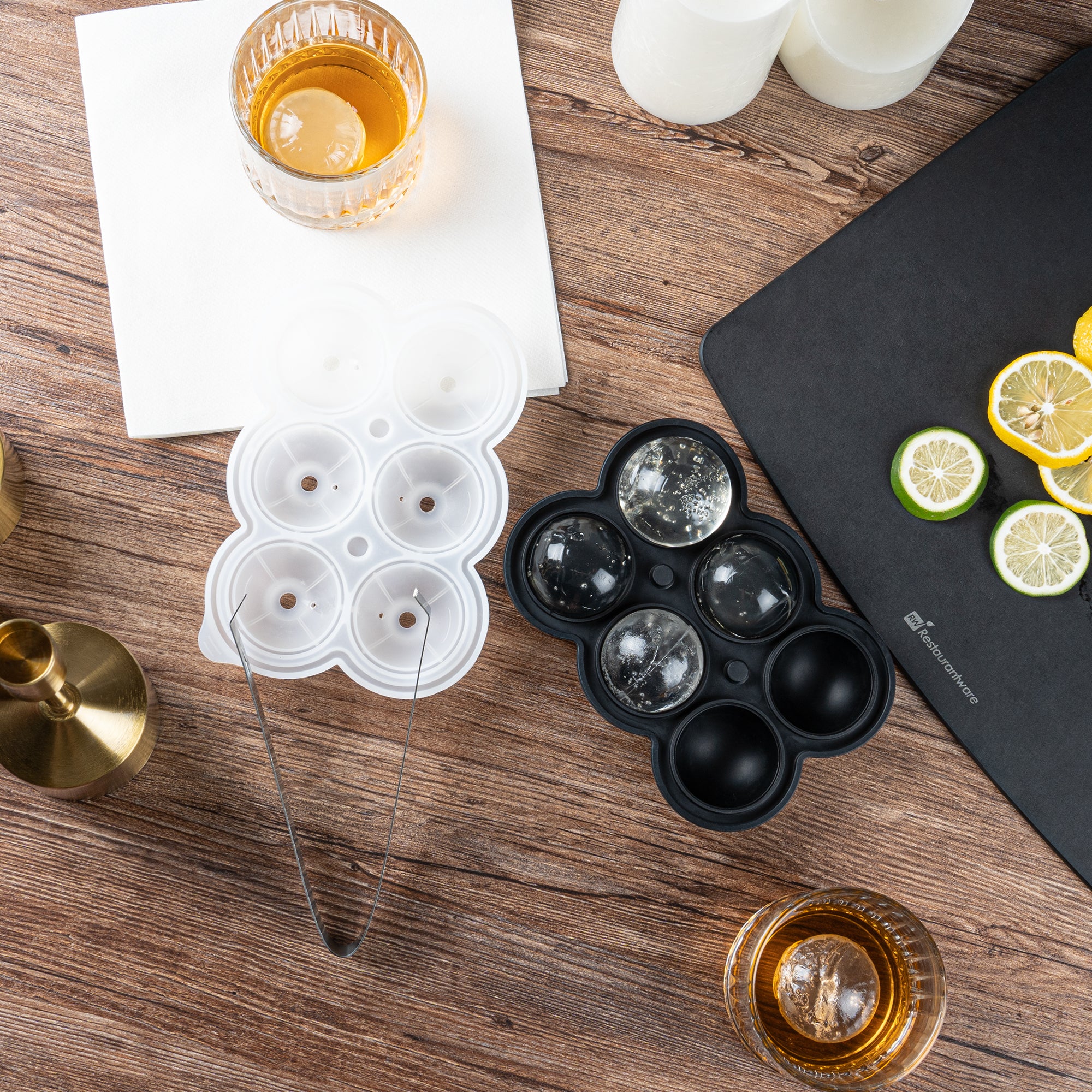 Premium Black Silicone Ice Cube Mold - 6 Large 1.75