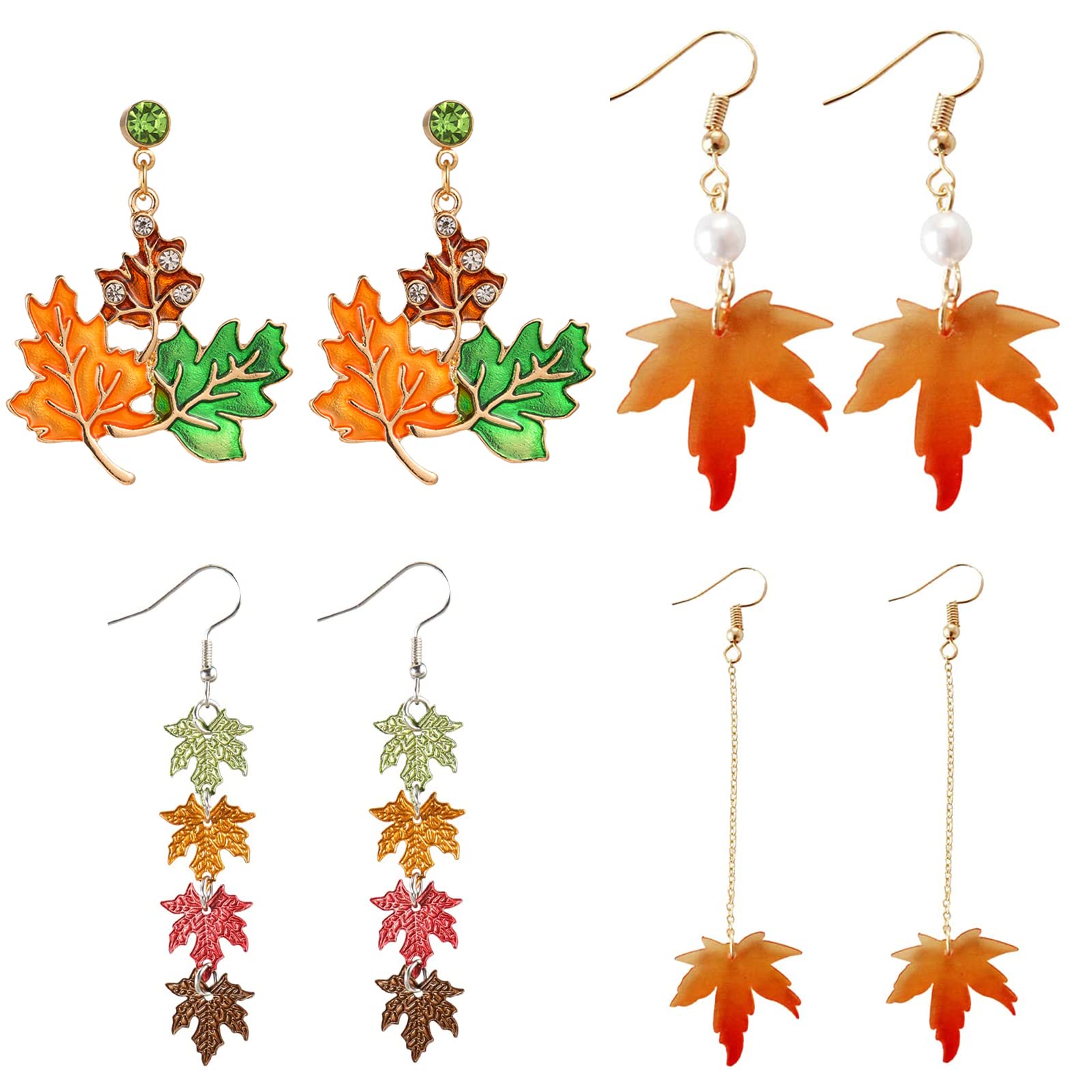 Candy Corn Earrings for Women - Thanksgiving Pumpkin & Red Maple Leaf Dangle Earrings - Fall Holiday Jewelry Gifts for Friends & Family - Perfect for Thanksgiving Parties & Autumn Festivals