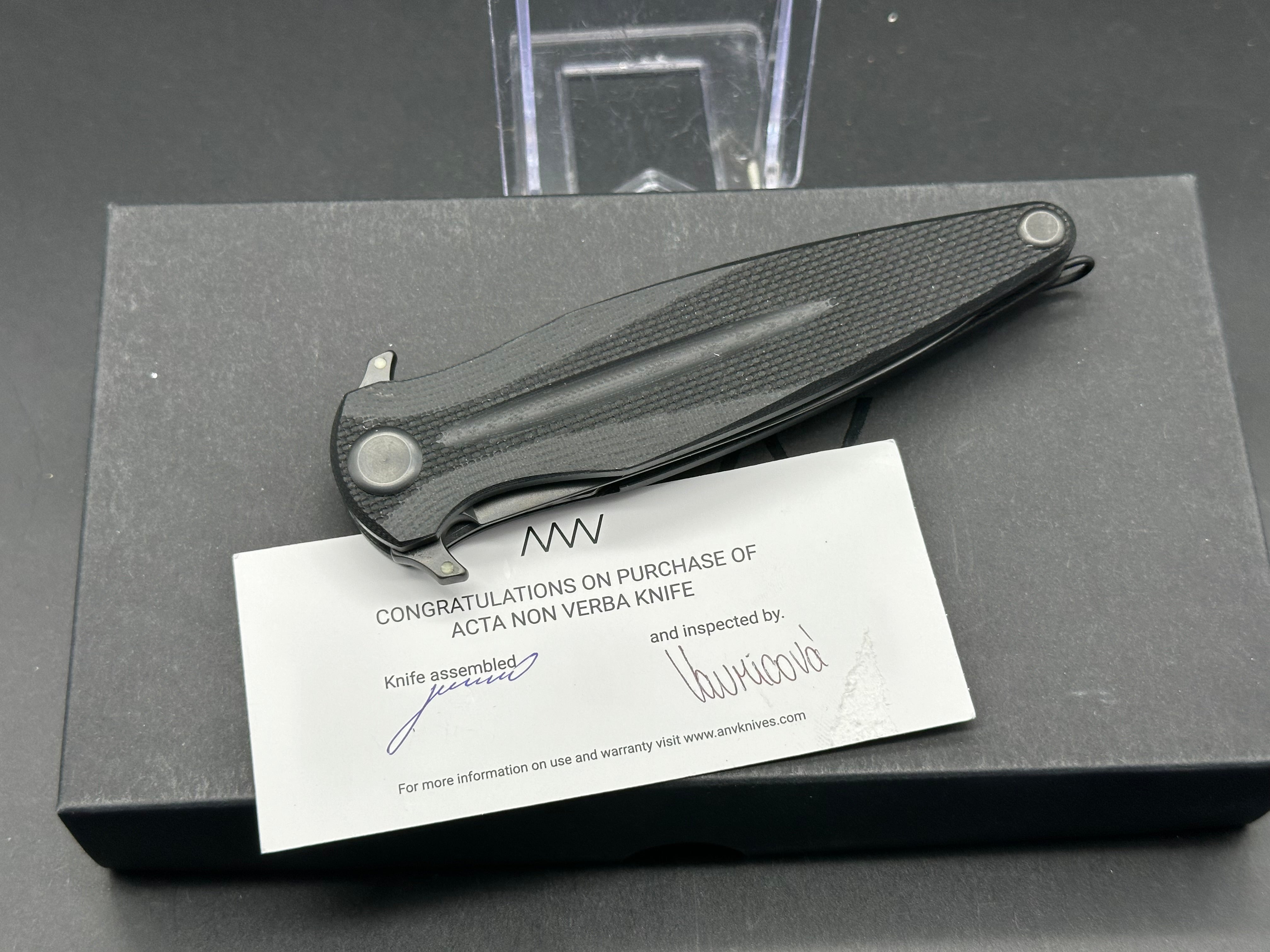Acta Non Verba Z400 Liner Lock Folding Knife - Black G10 Handle & Stonewash Blade - Tactical EDC Pocket Knife for Outdoor Camping, Survival & Everyday Carry