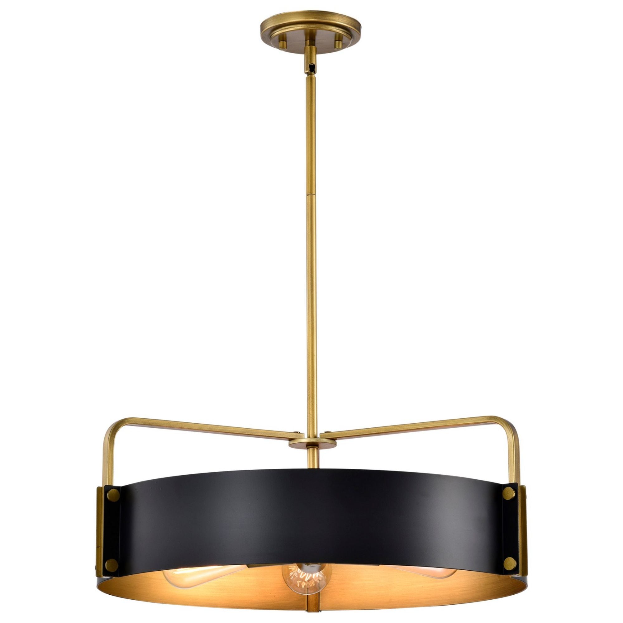 22 Inch 5-Light Modern Pendant Lighting Fixture - Matte Black & Natural Brass Finish for Dining Room, Kitchen Island or Entryway