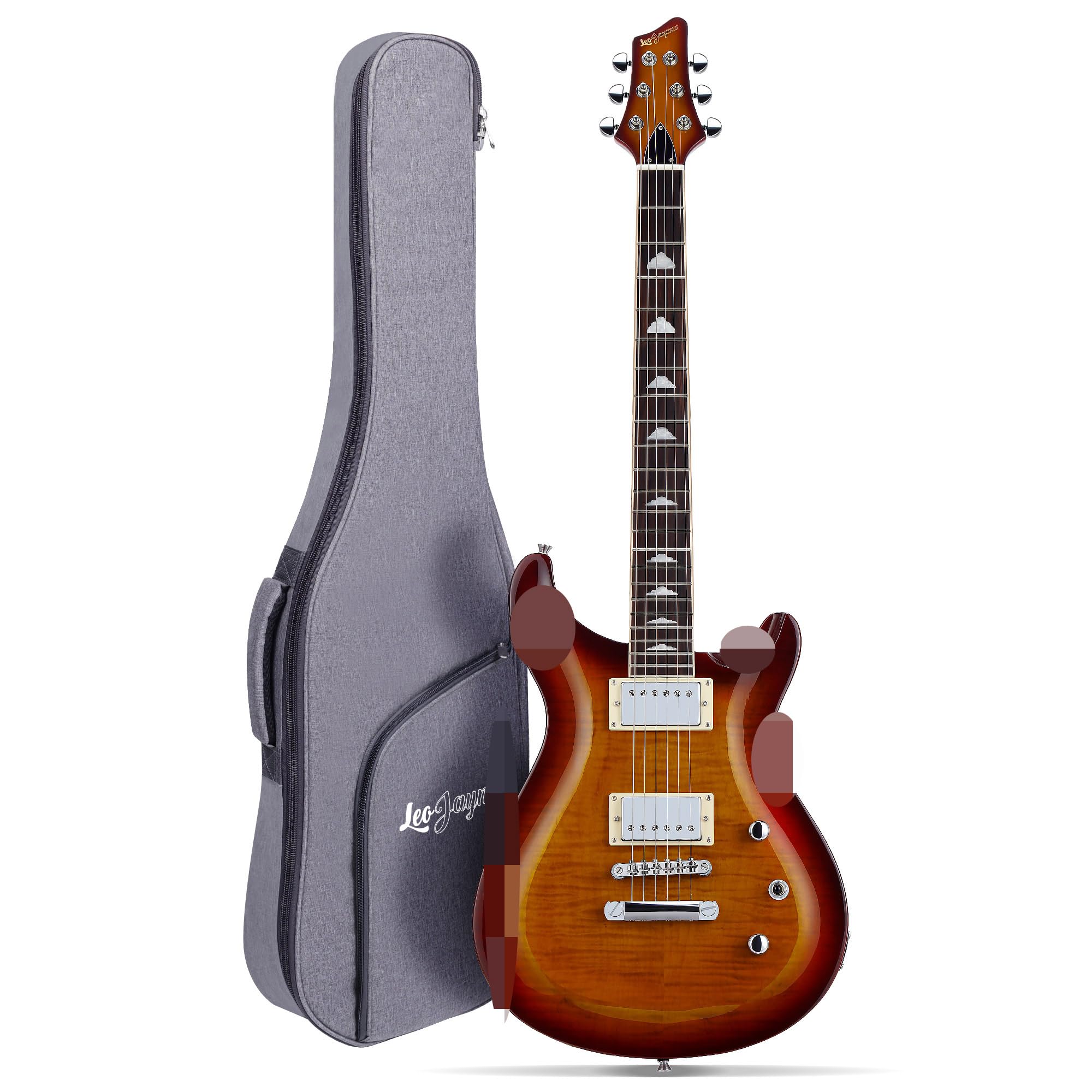 Electric Guitar RP Series - Mahogany Body & Neck, Rosewood Fingerboard, Maple Veneer, 18:1 Tuning Keys, 10-46 Strings (Sunburst) - Perfect for Rock, Blues & Stage Performances