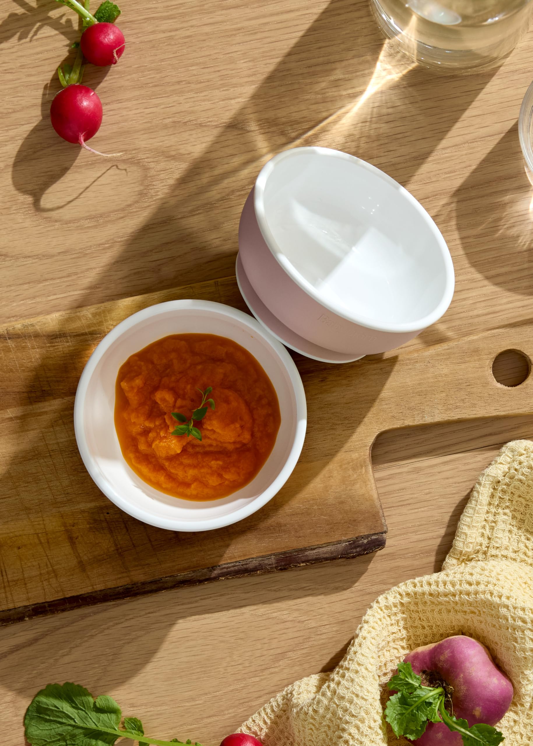 BabyBjörn Baby Bowl Set of 2 - BPA-Free Toddler Feeding Bowls with Non-Slip Base | Powder Pink | Perfect for Baby-Led Weaning, Snacks & Mealtime (Ideal for 6+ Months)