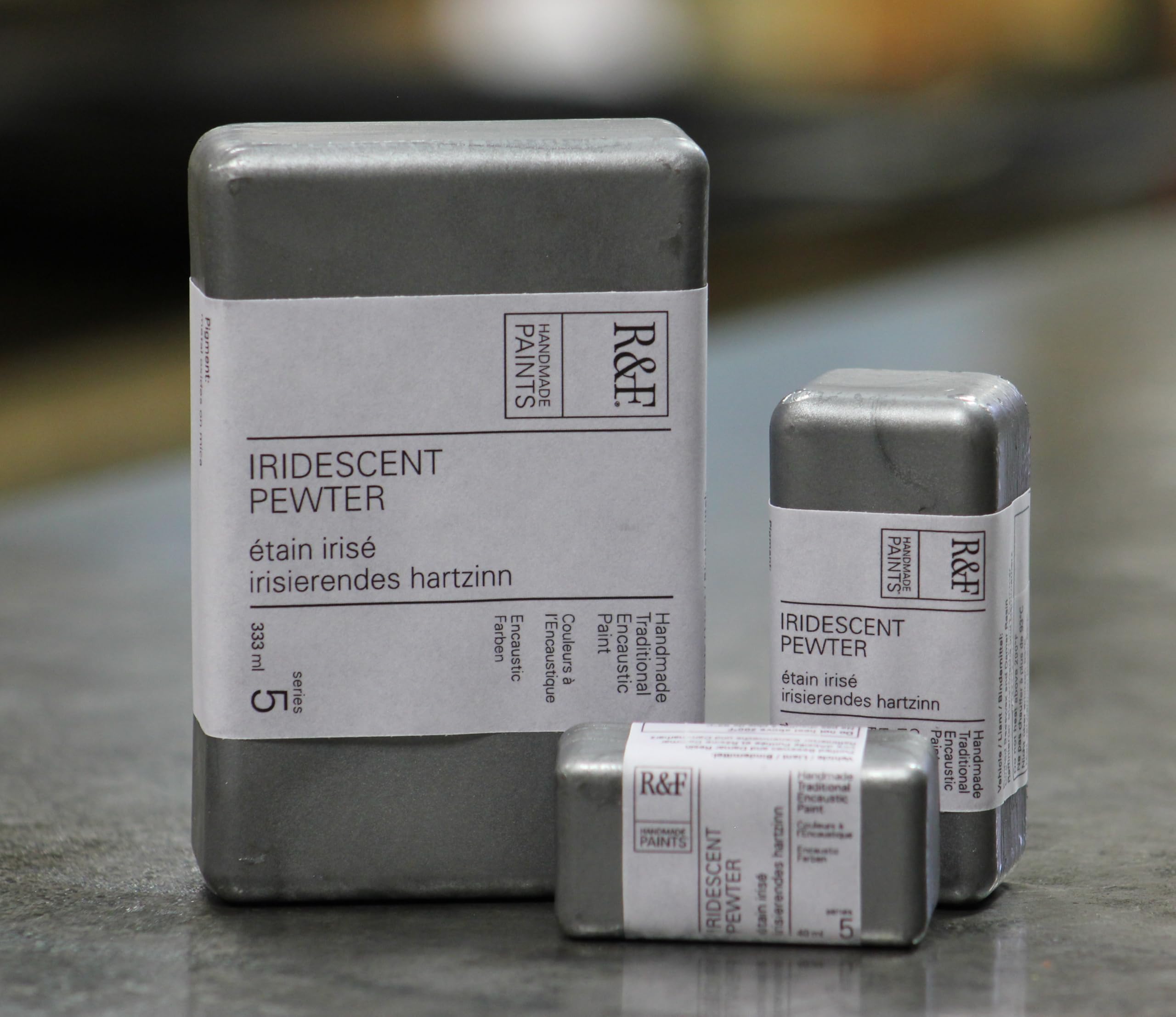 R&F Artist Encaustic Paint - Iridescent Pewter Wax Medium (333ml) for Painting, Mixed Media & DIY Art Projects - Professional Beeswax-Based Pigment for Canvas, Wood & Paper Crafts