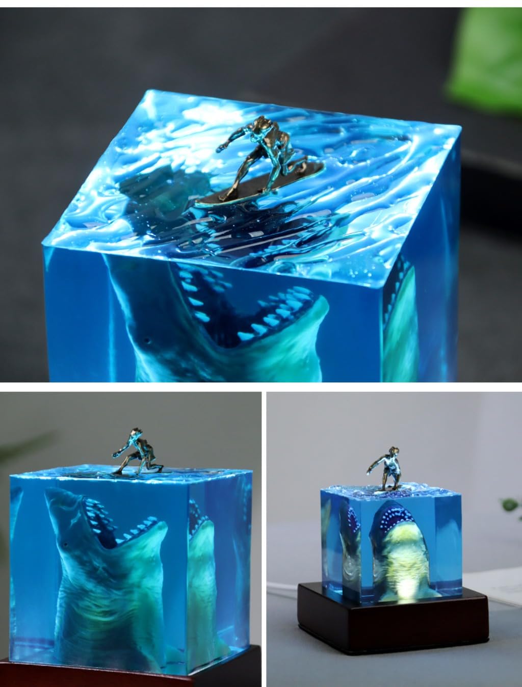 MACADAM 3.6 Inch Shark Night Light - Unique Ocean-Themed Kids Room Decor, Handmade Bedroom Lamp for Boys & Girls | Perfect for Nursery, Children's Bedroom & Coastal Home Decor