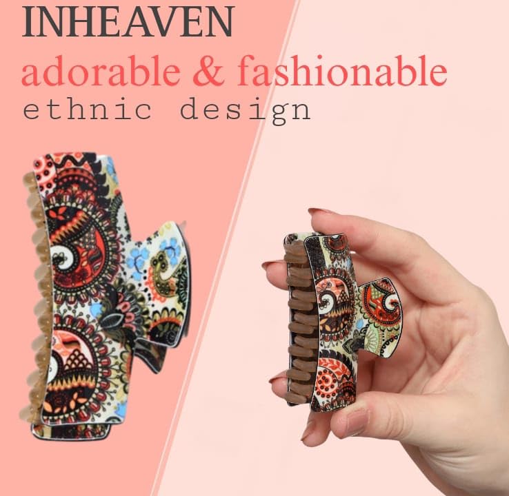 INHEAVEN 4-Pack Square Hair Claw Clips for Women & Girls - Non-Slip Rectangular Hair Clips for Thick Hair | Perfect for Ponytails, Buns & Everyday Hairstyles