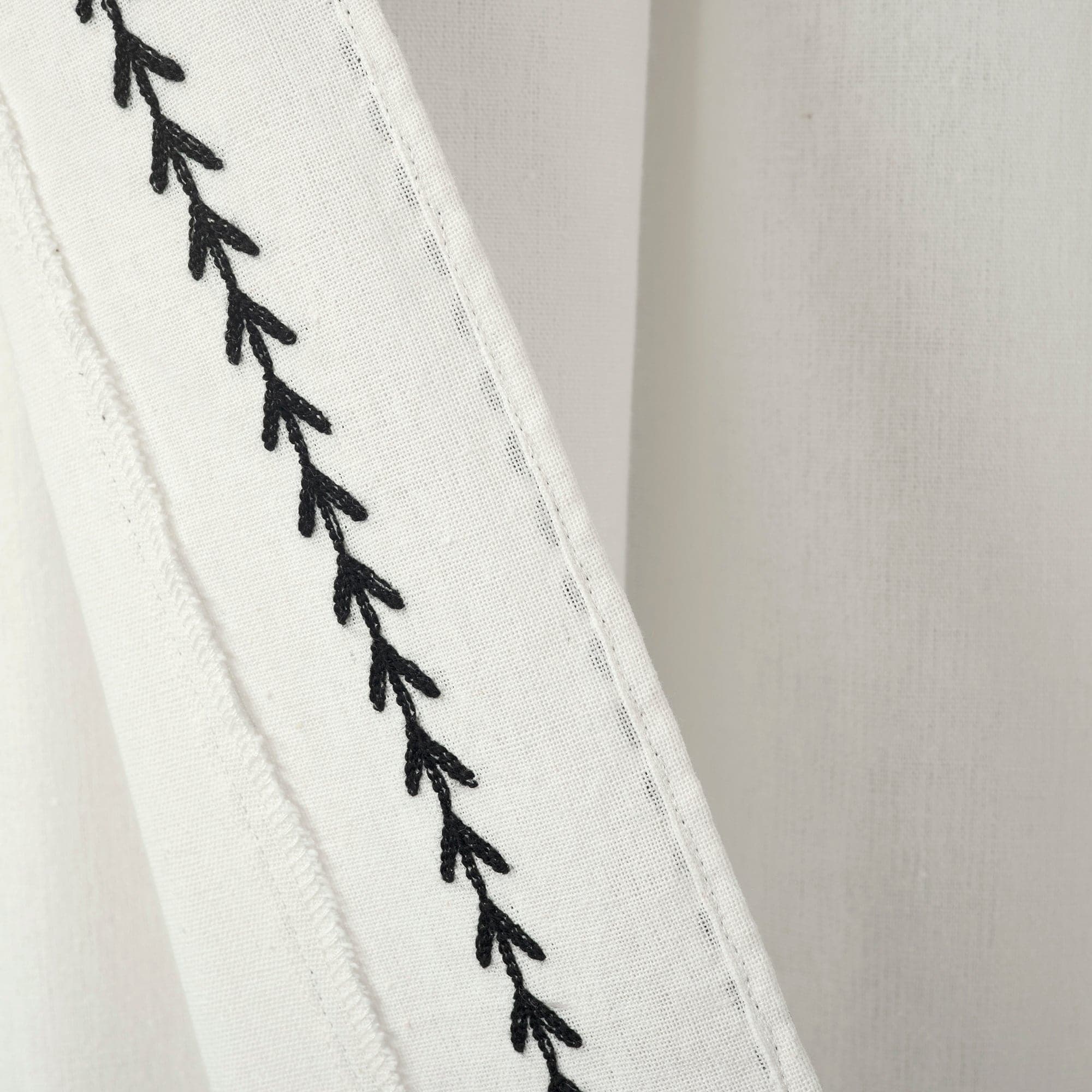 Olivia Ric Rac Embroidery Border Window Curtain Panel - Elegant Lace Trimmed Drapes for Living Room, Bedroom & Kitchen Decor